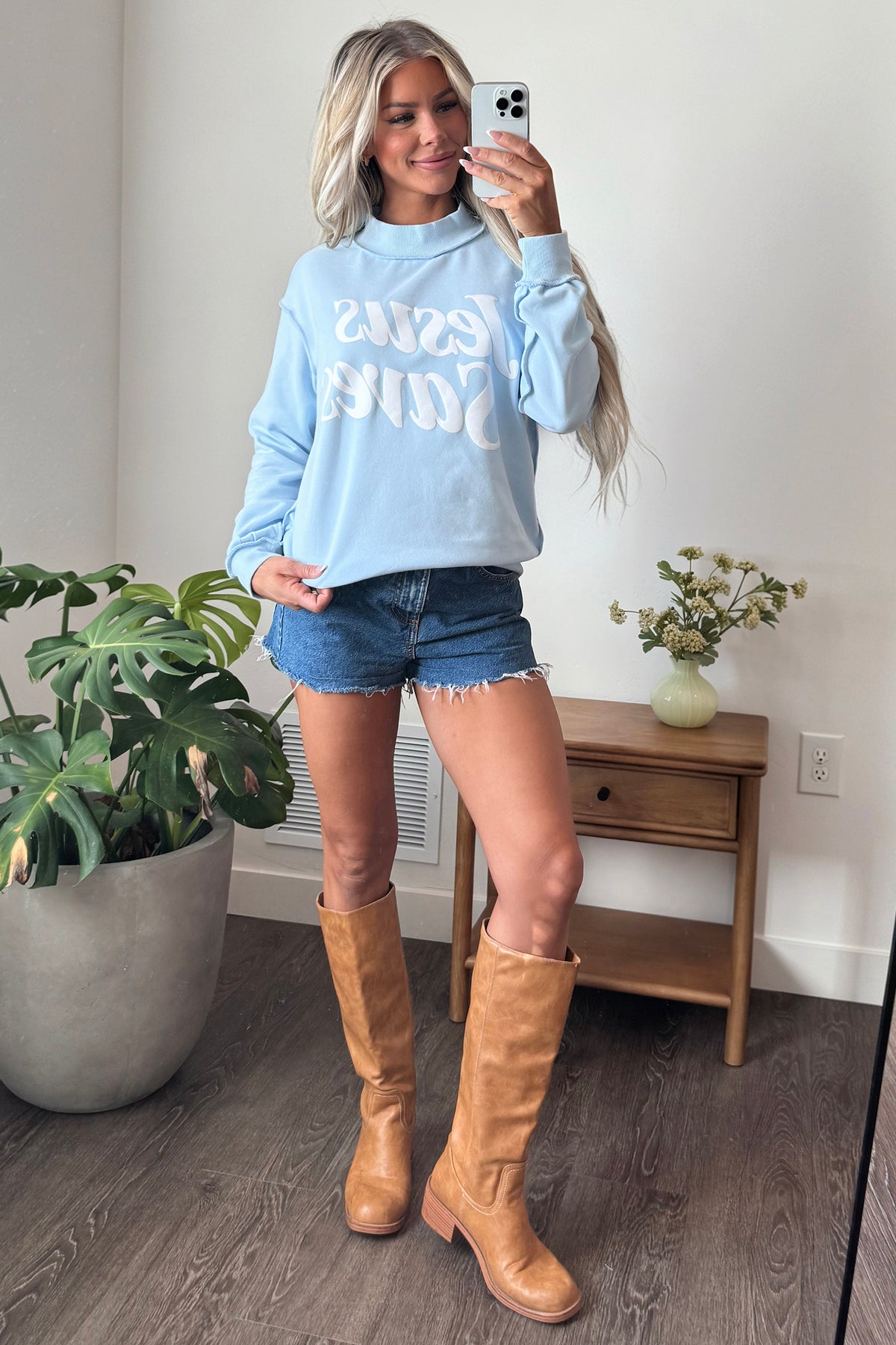 Jesus Saves Mock Neck Sweatshirt