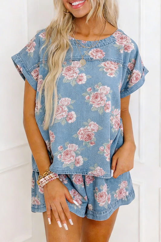 Rosewood Denim Bloom Lounge Set