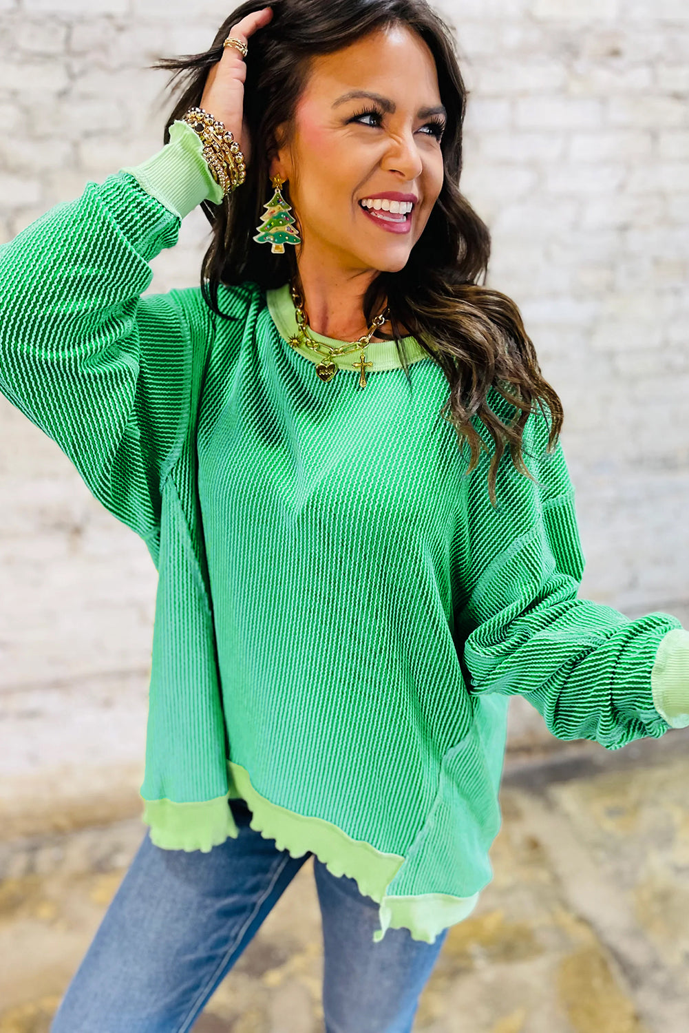 Minted Charm Textured Knit Top