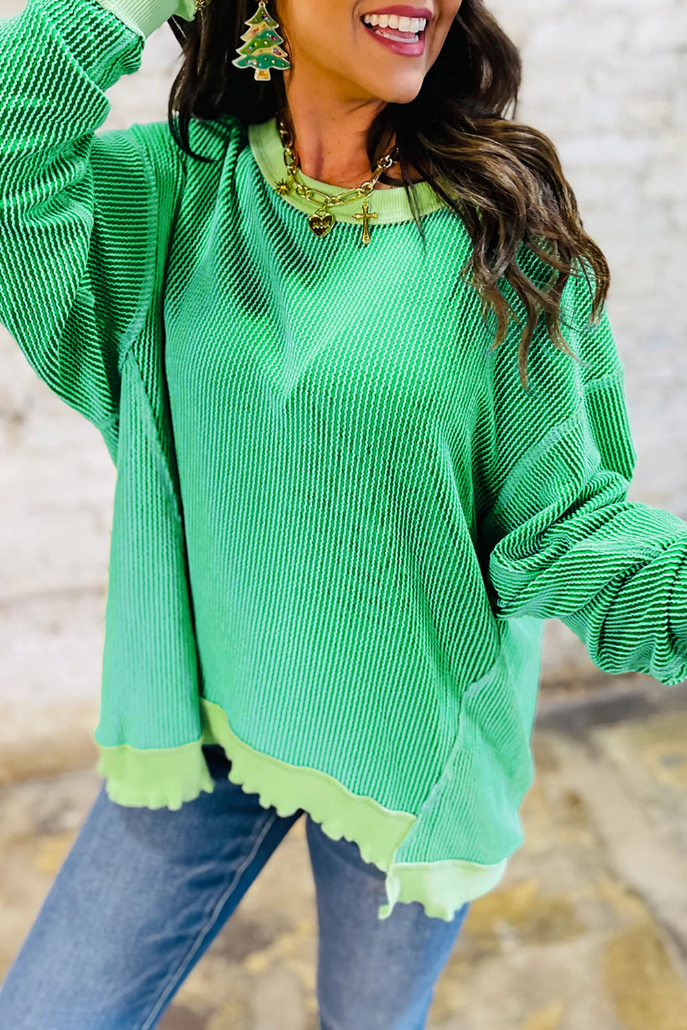 Minted Charm Textured Knit Top
