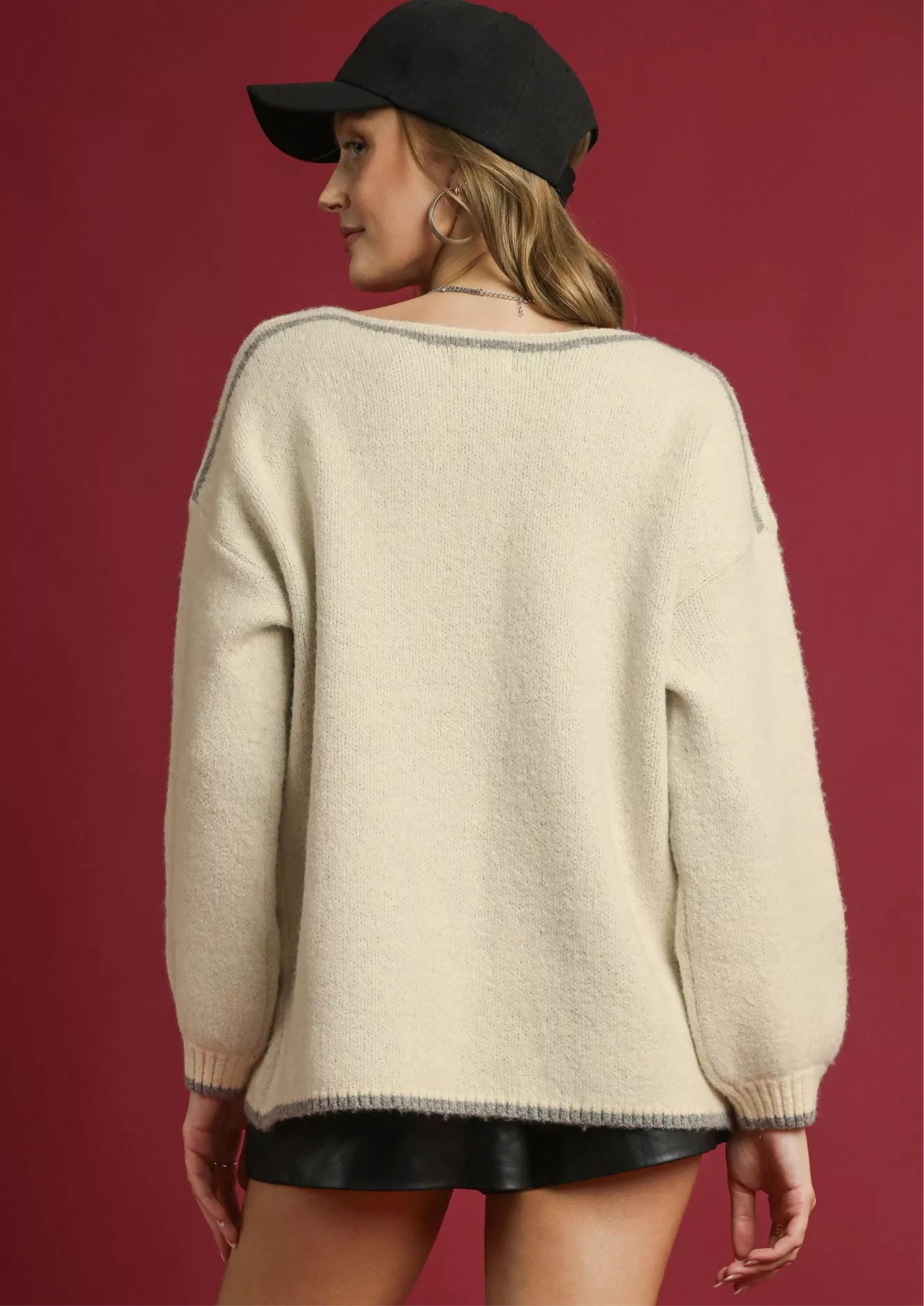 Umgee Floral Jacquard Knit Sweater