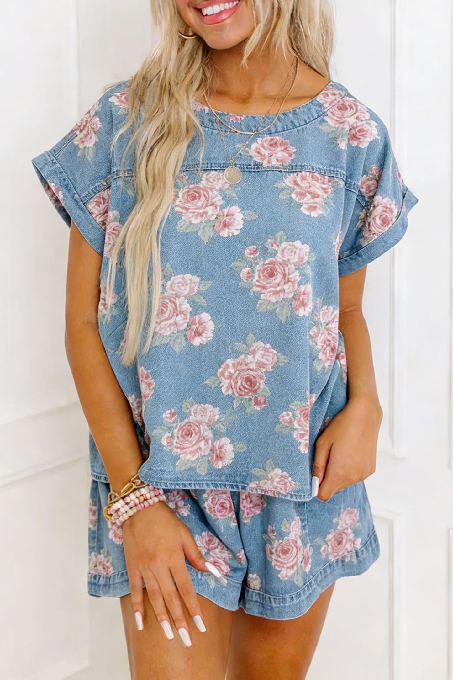 Rosewood Denim Bloom Lounge Set