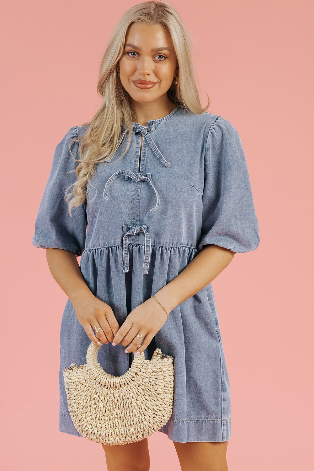 The Savannah Tie Denim Dress
