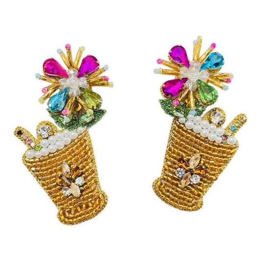 Derby Gold and Multi Stone Mint Julep Earrings