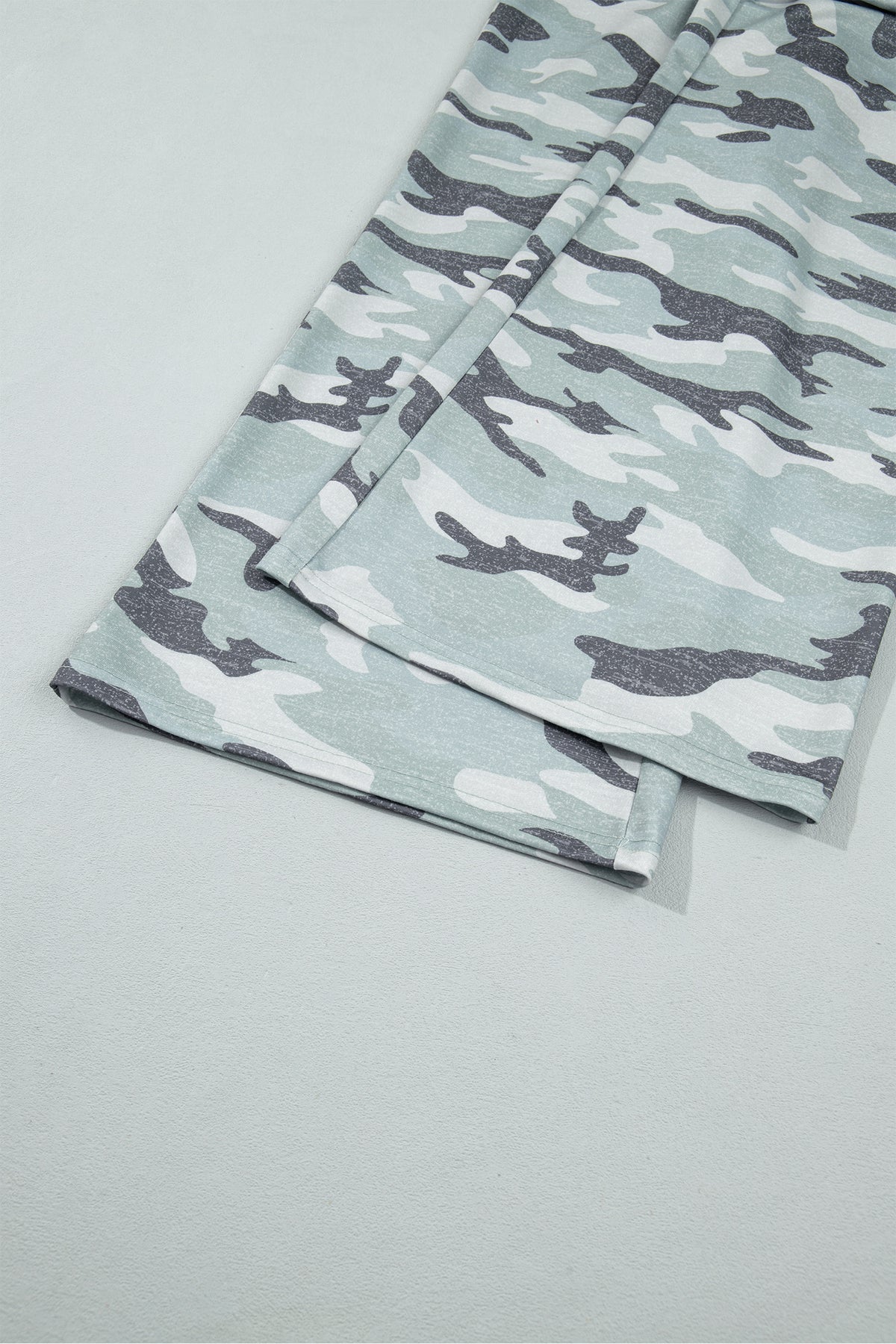 Green Camo Wide Leg Tie Elastic Waist Casual Pants