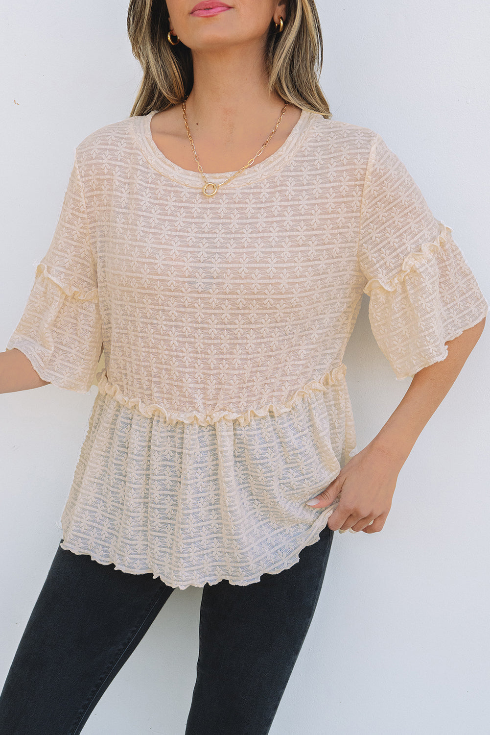 The Cream Lace Latte Peplum