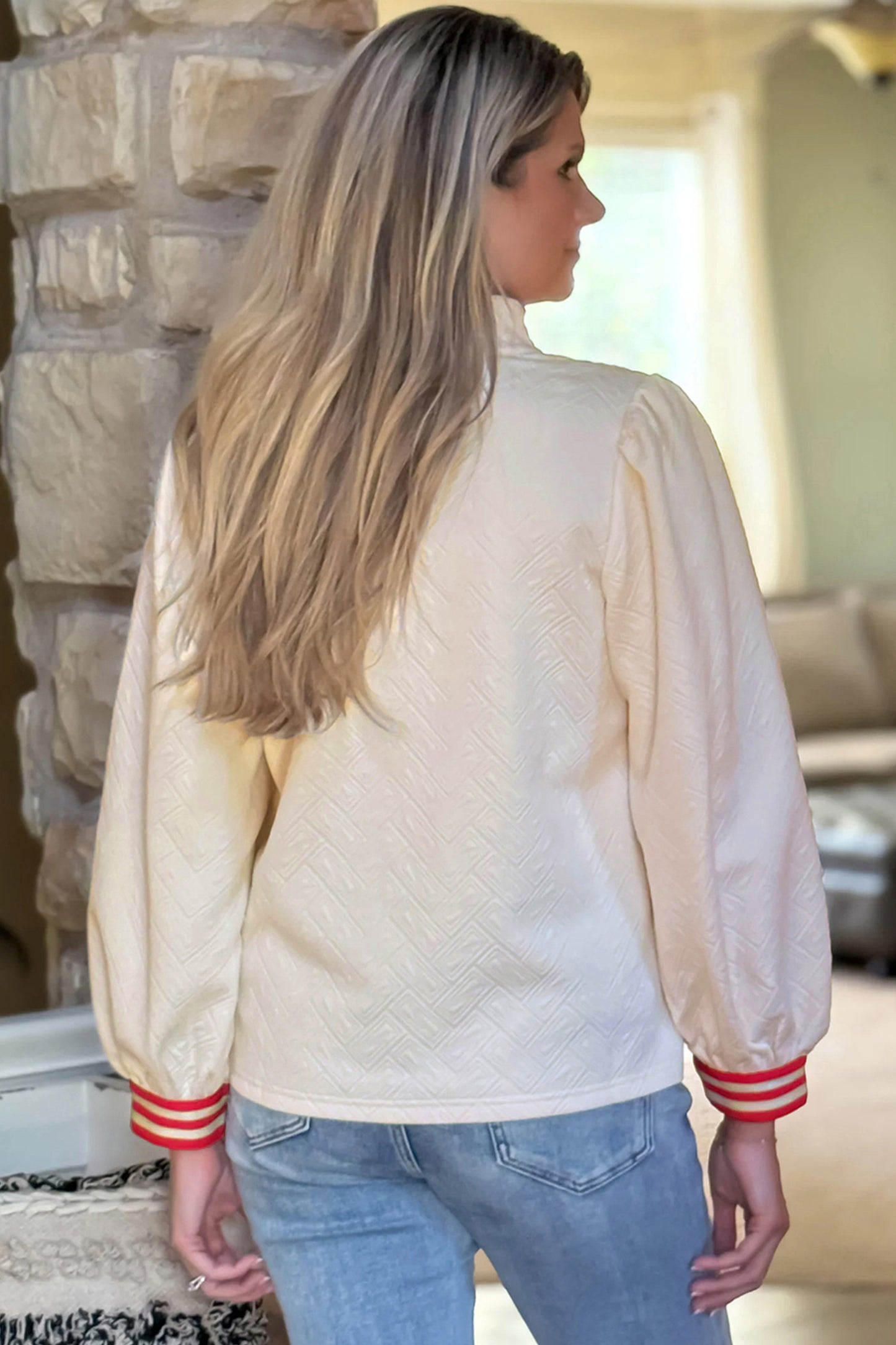 Ivory Lines Half Zip