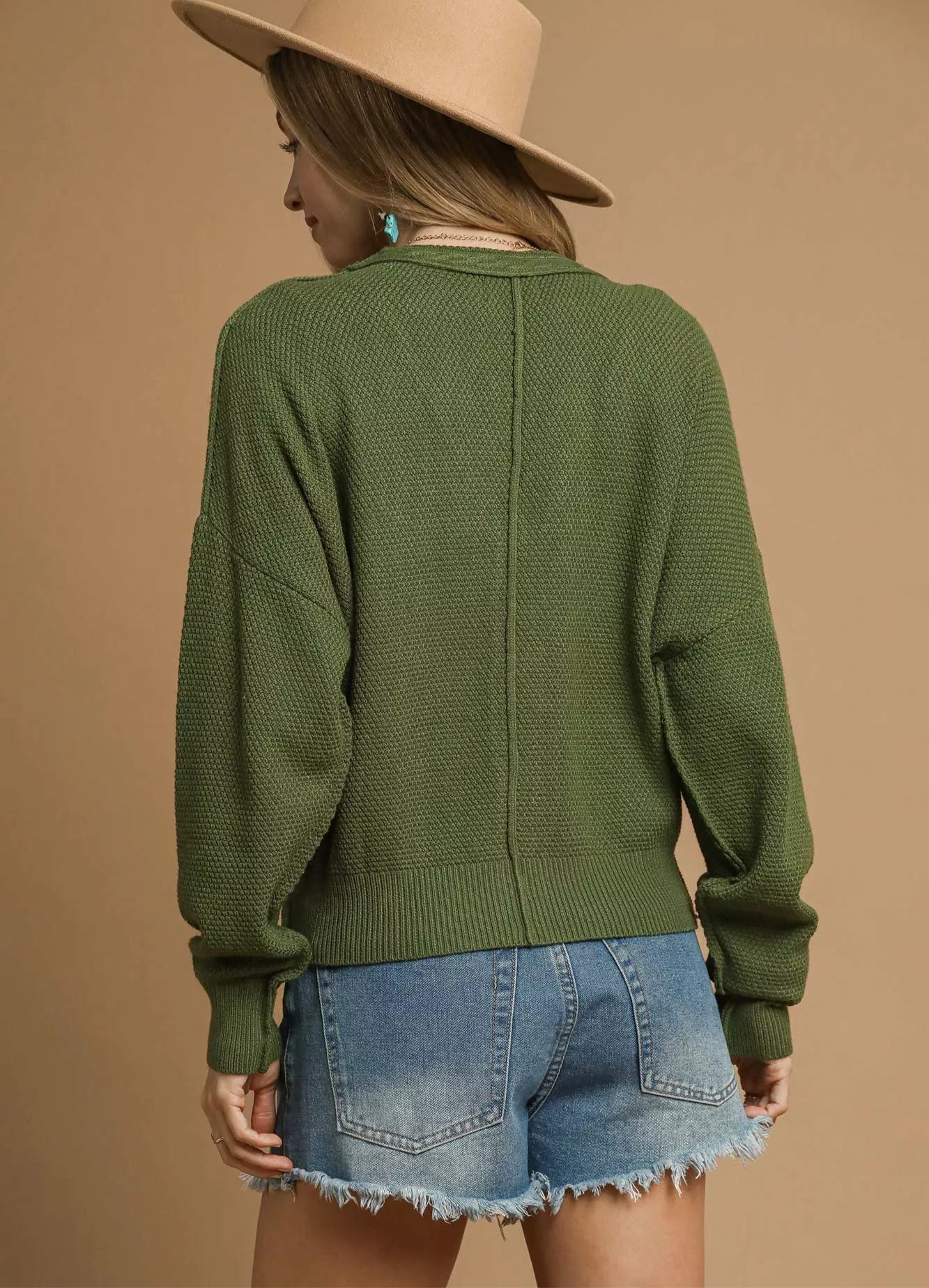 Umgee Chunky Cable Knit V-Neck Button-Up Cardigan