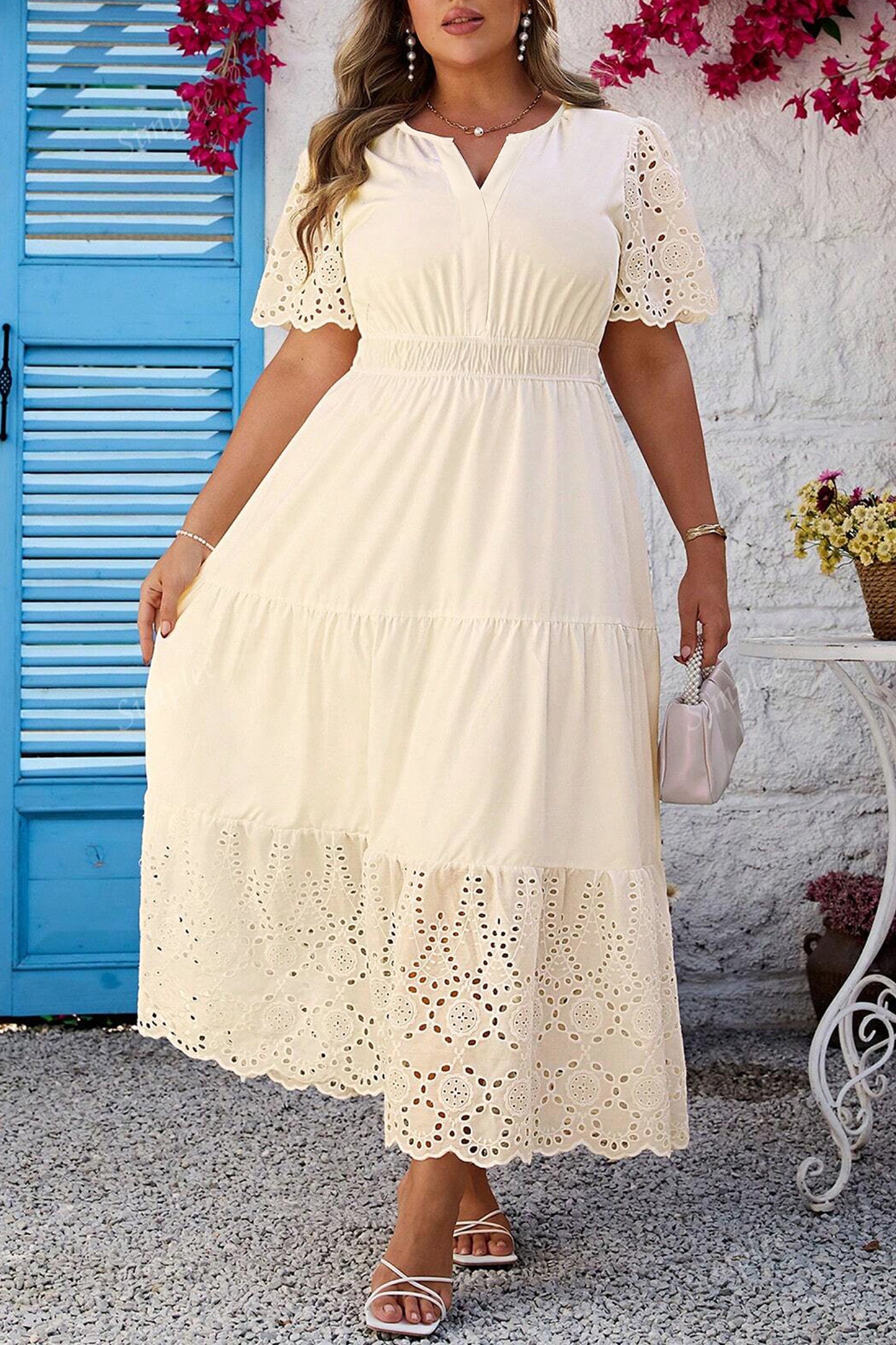 Santorini Lace Midi Dress