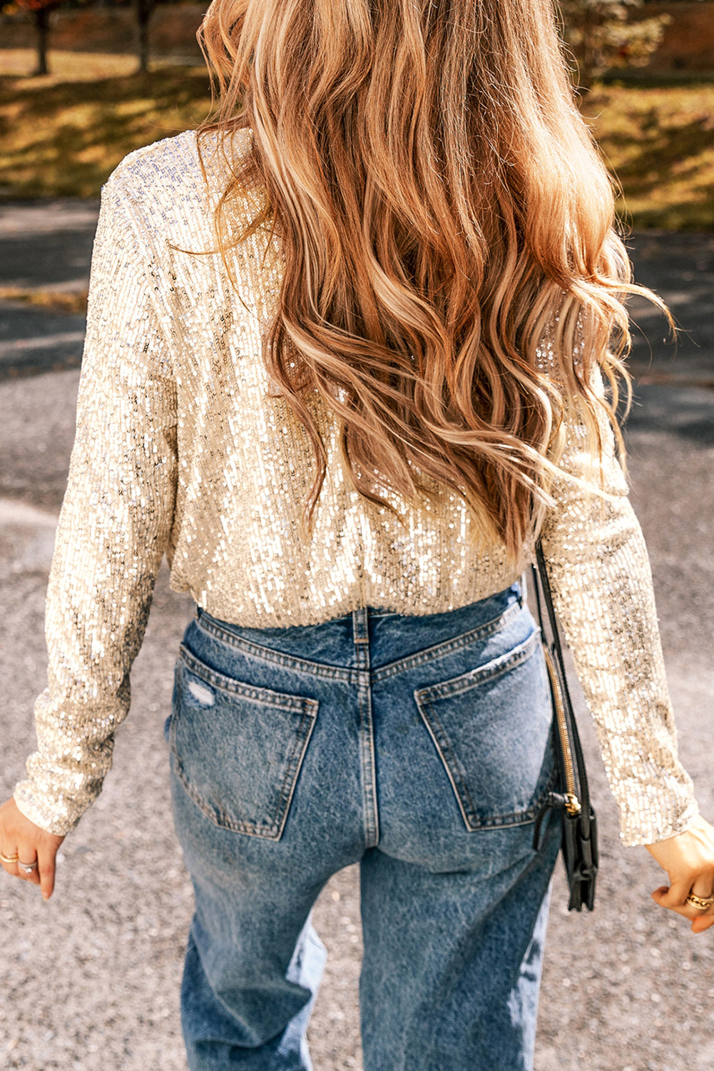 Beige Starlight Wrap Sequin Bodysuit