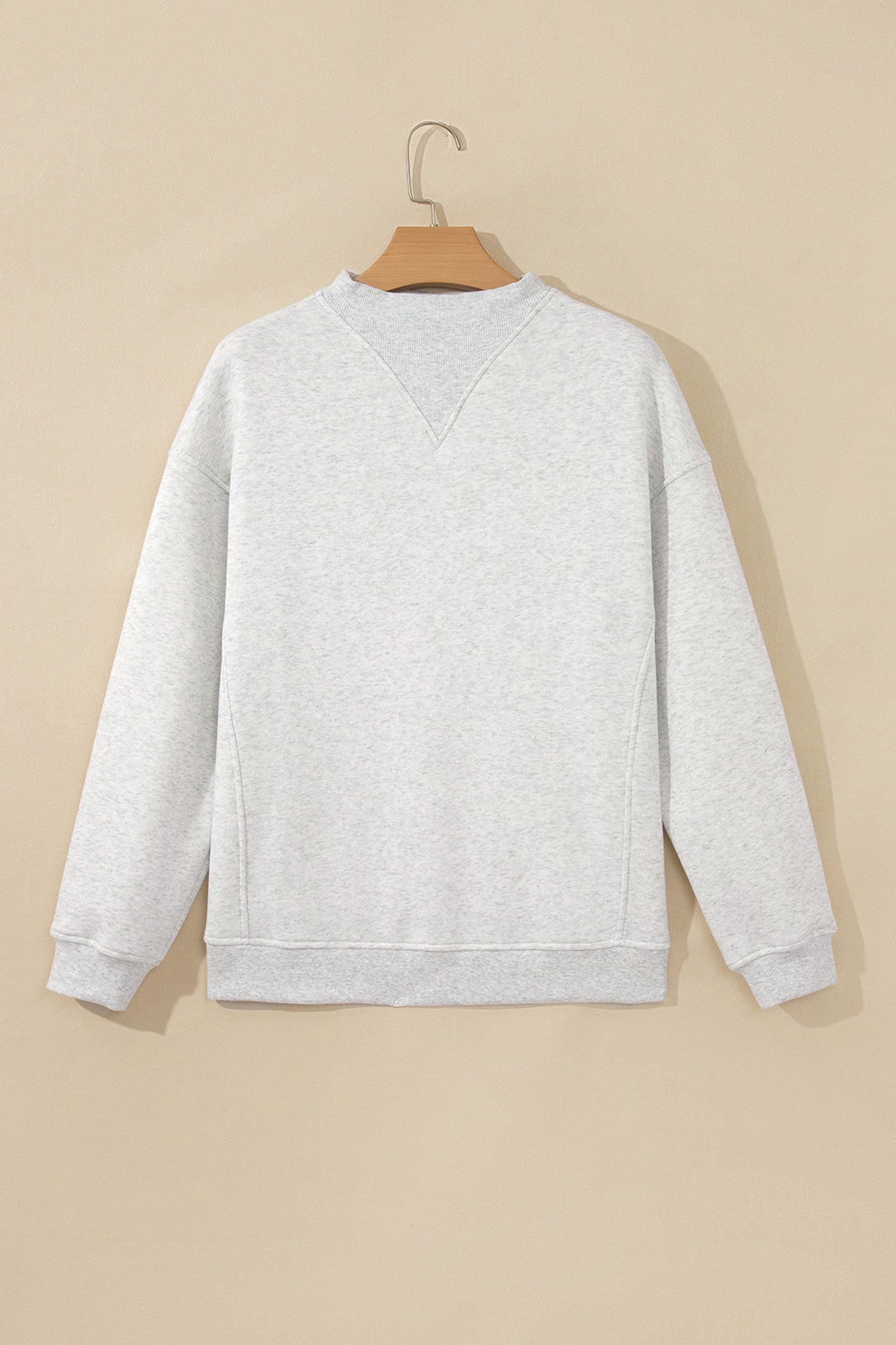 Light Grey High Neck Ribbed Cuff Hem Sweatshirt