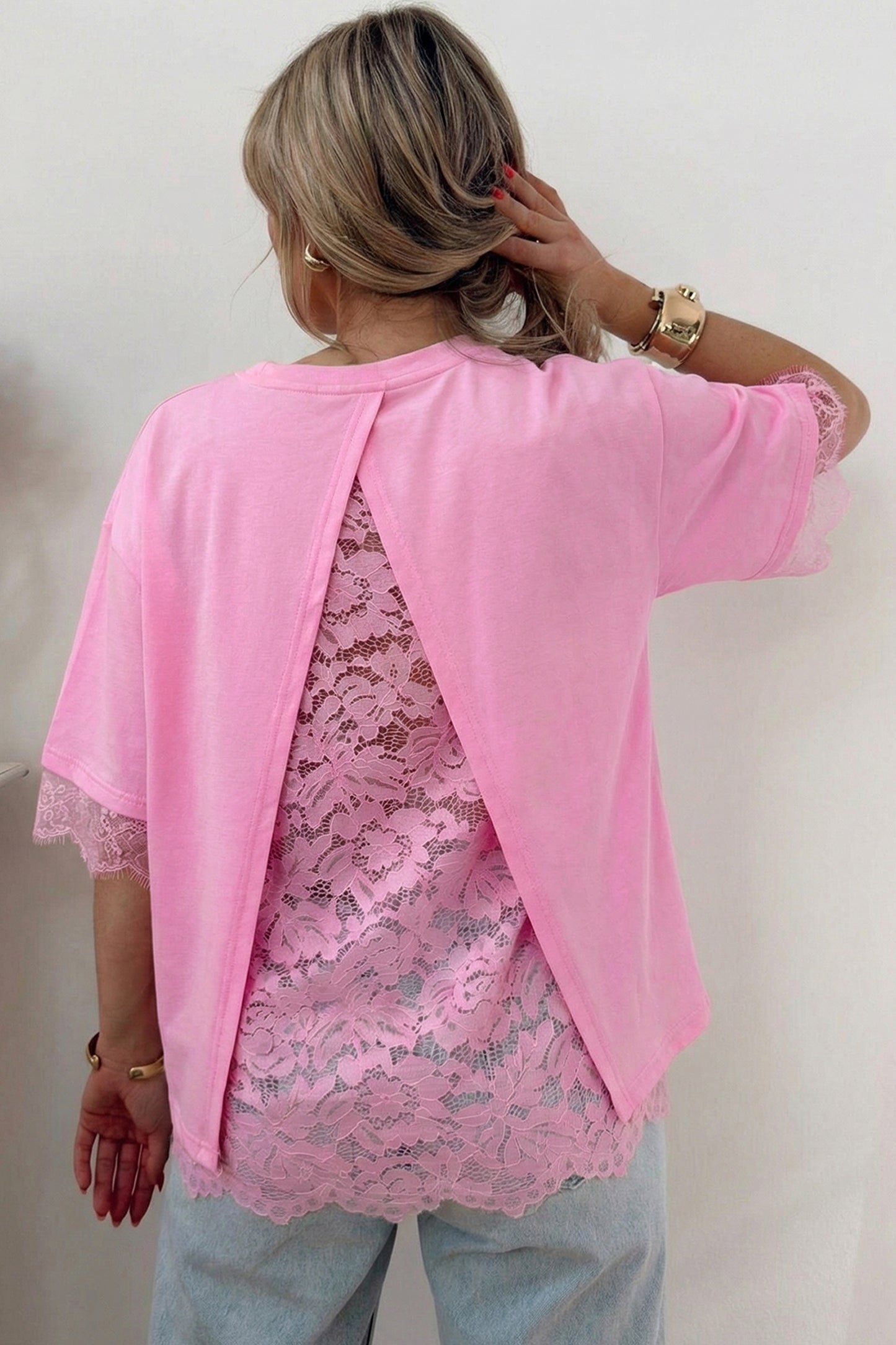 Blush Lace Back Tee