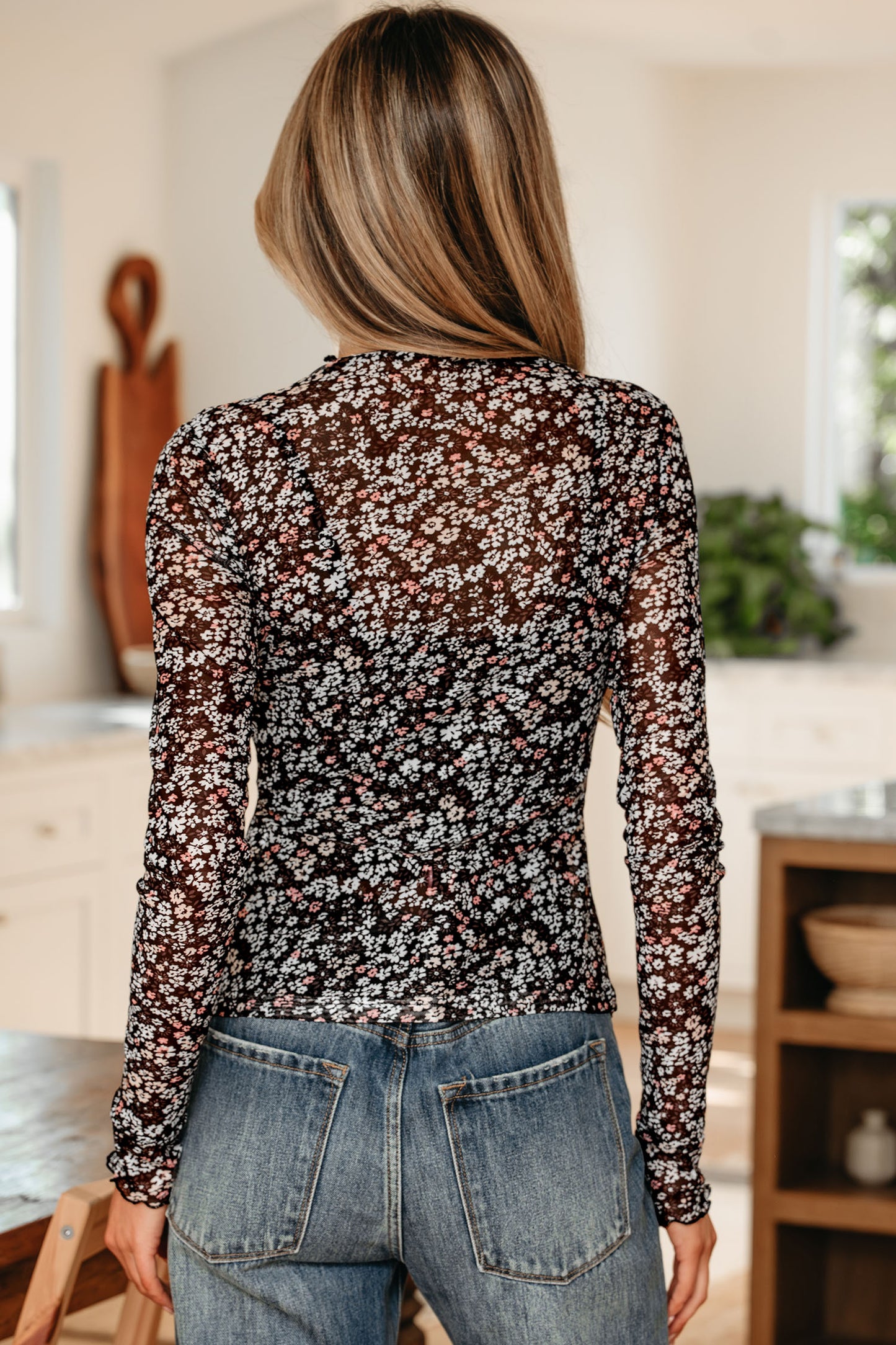 Midnight Meadow Mesh Top