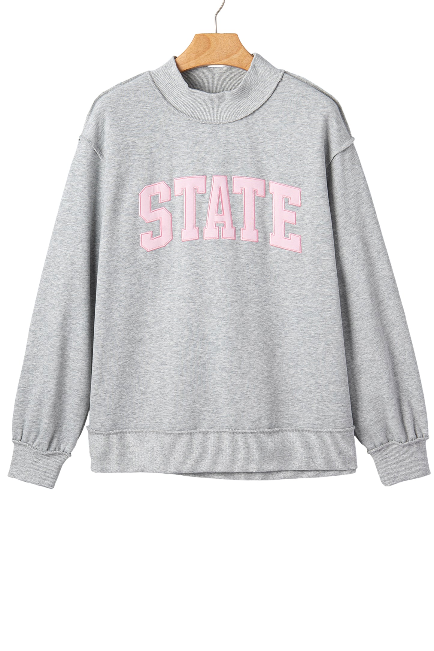 Mock Neck Letter Embroidered Loose Sweatshirt