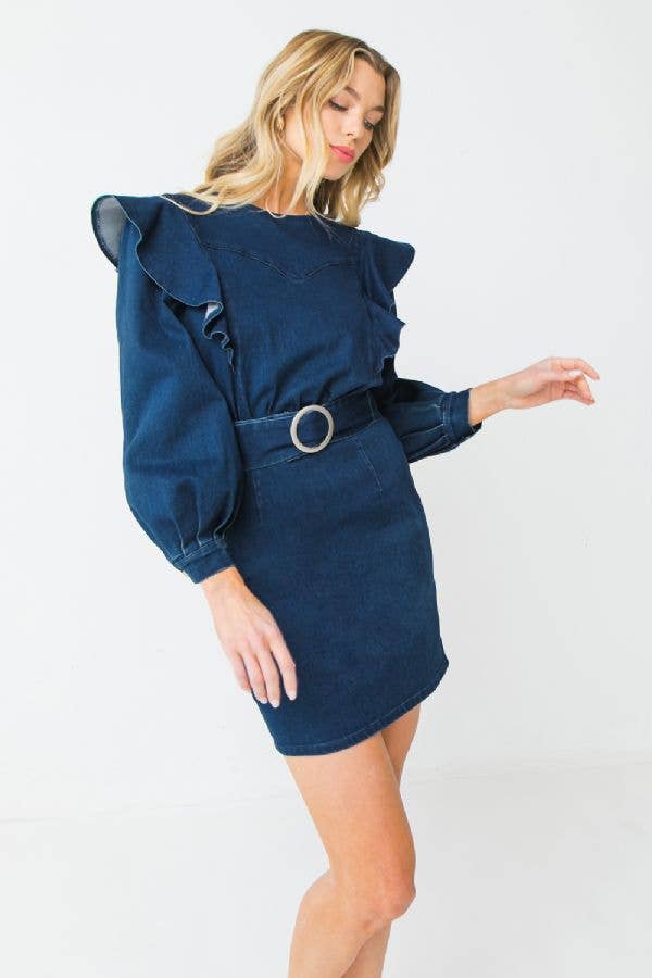 The Indigo Ruffle Denim Dress