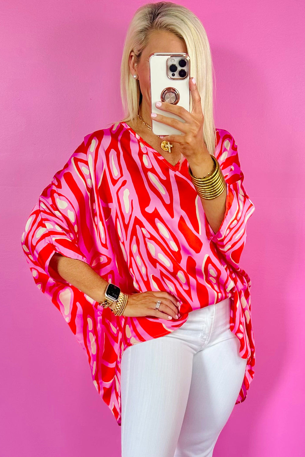 Pink Punch Caftan Blouse