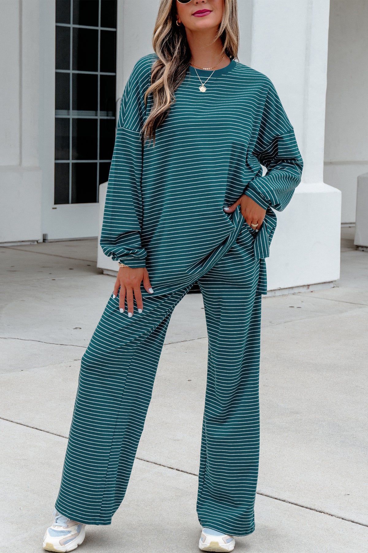 The Evergreen Ease Stripe Set