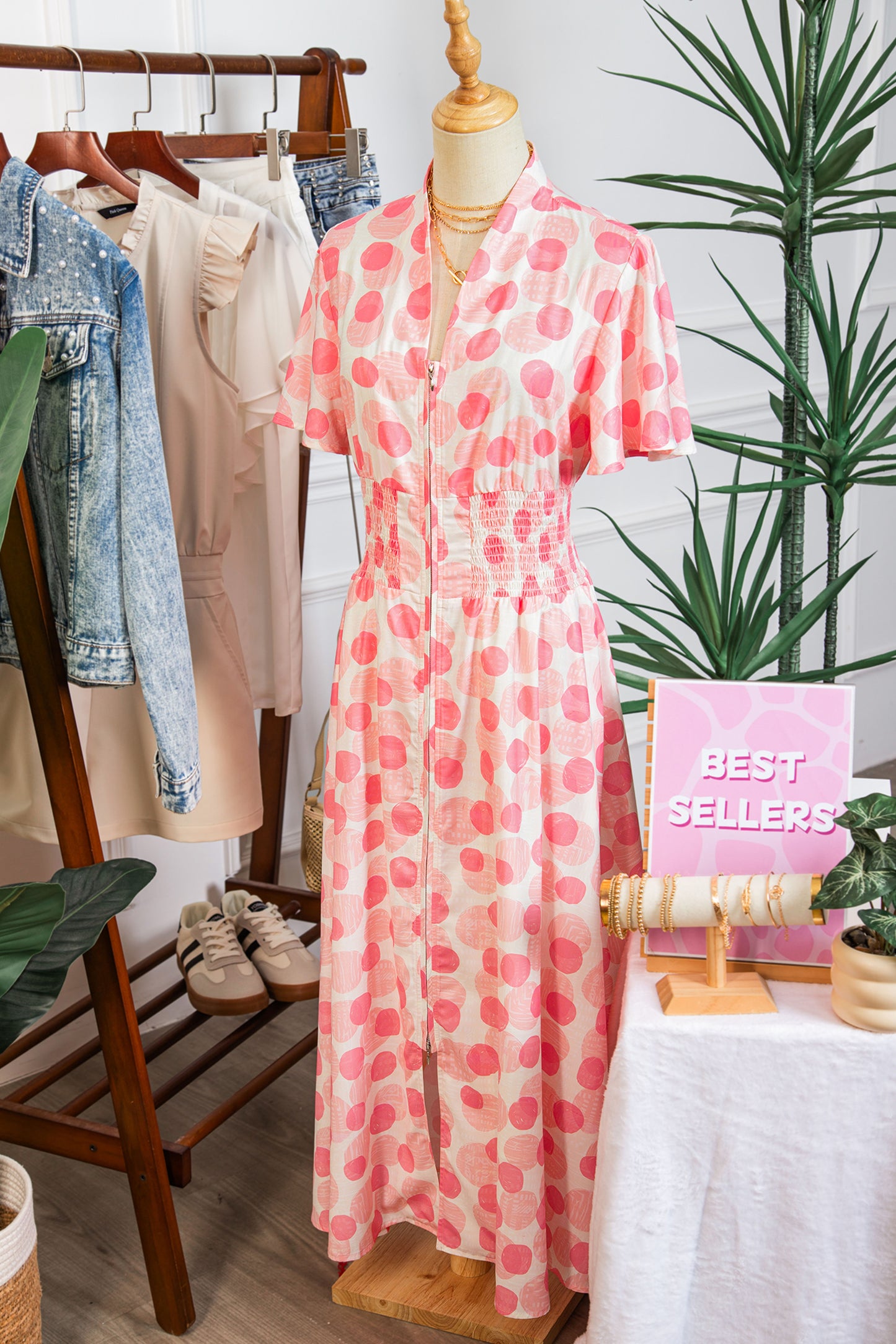 Blush Hour Dot Midi Dress