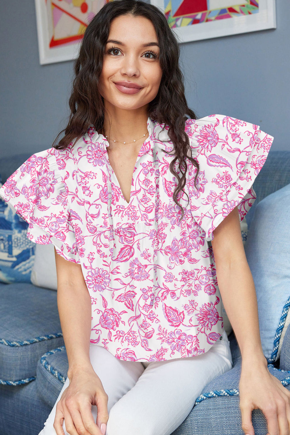 Blush Belle Flutter Blouse