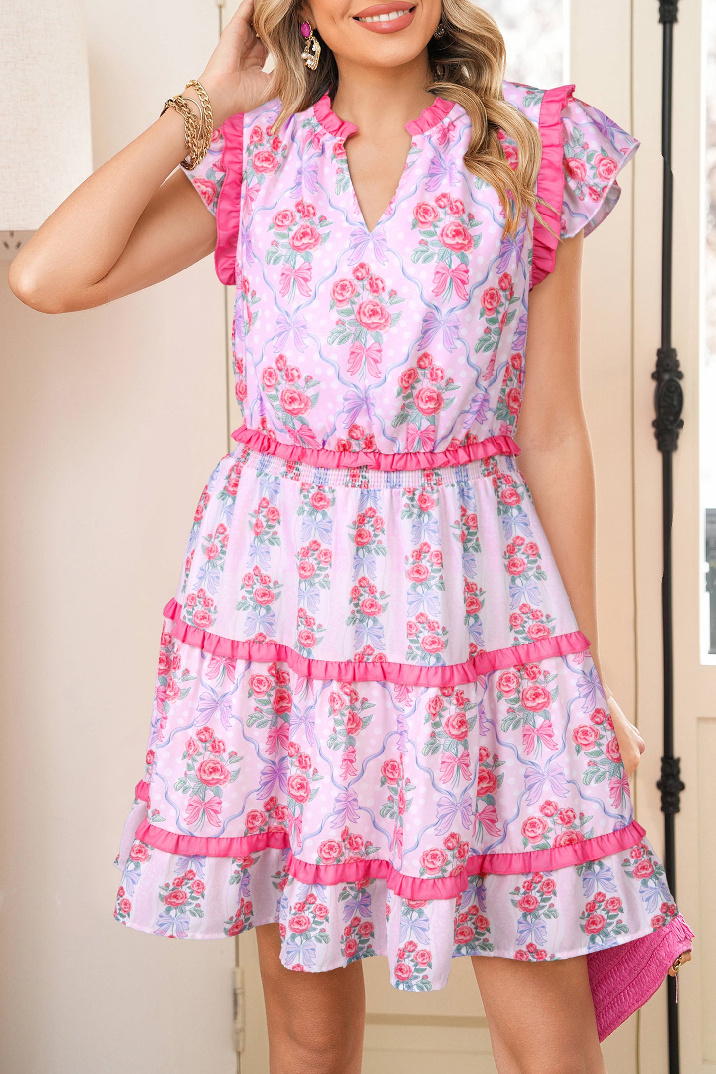Petal Charm Ruffle Mini Dress