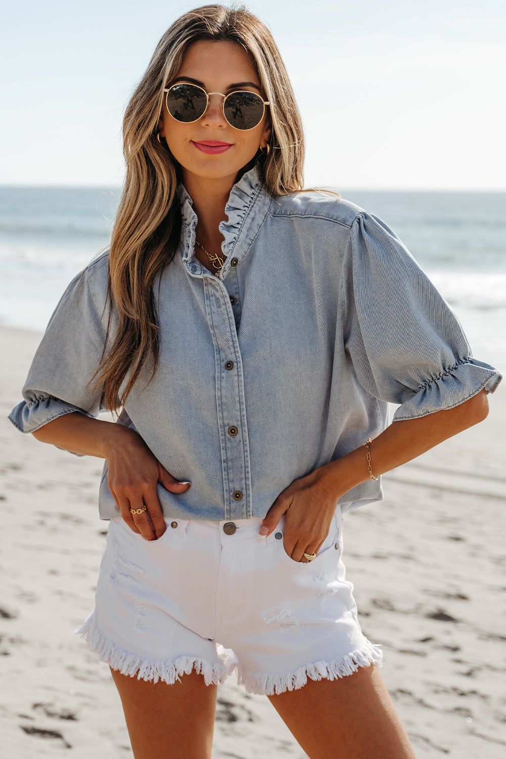 Seaside Chambray Top
