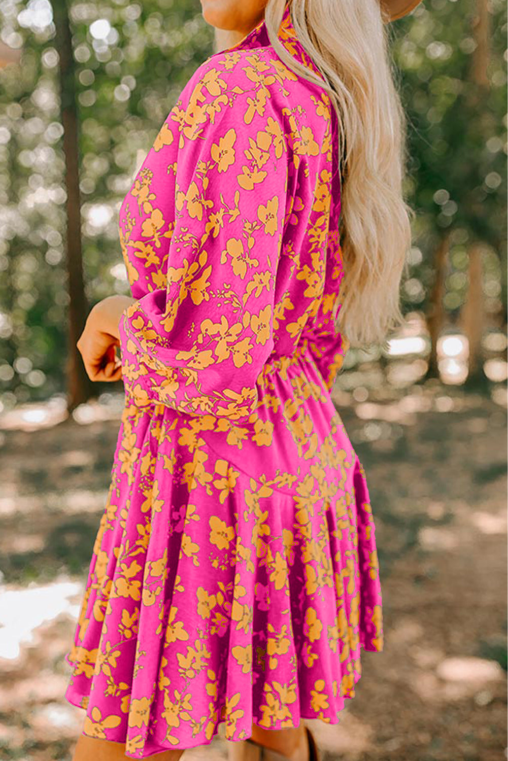 Fuchsia Fields Button Dress