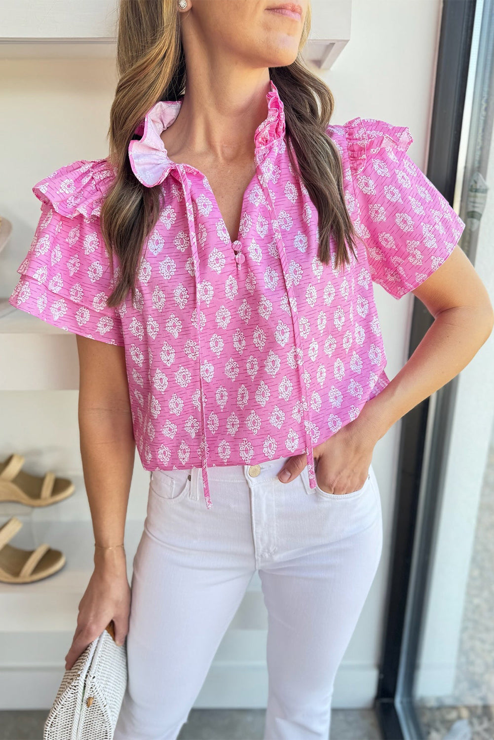 Pink Petal Ruffle Blouse