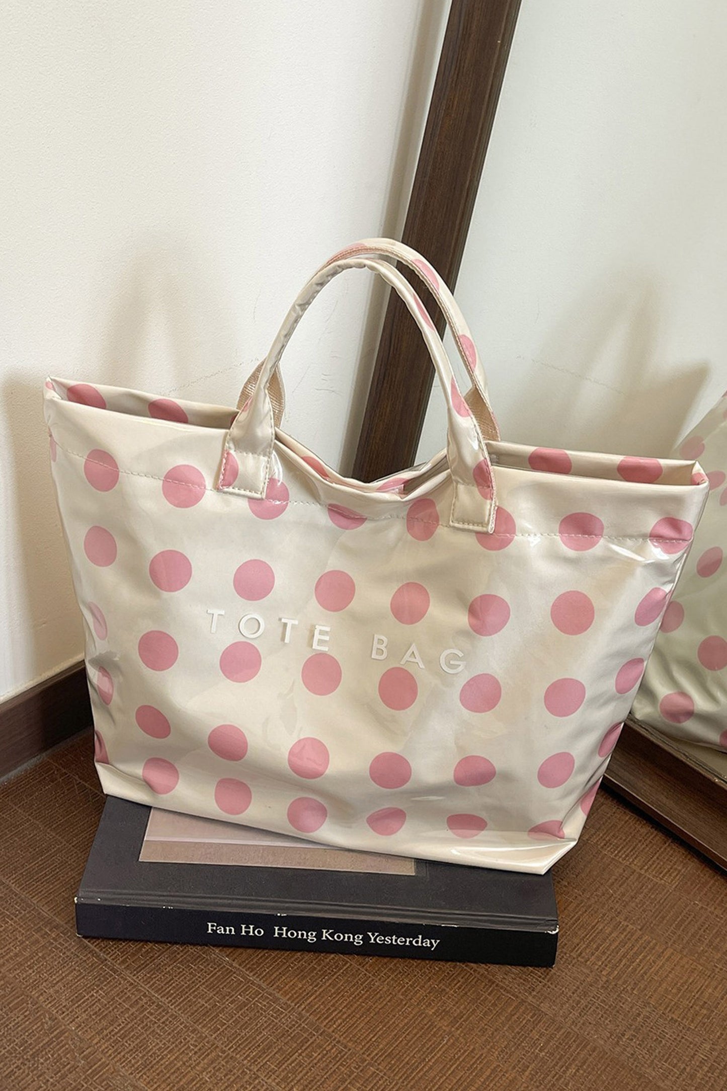 Color black Polka Dot Durable Waterproof PVC Tote Bag