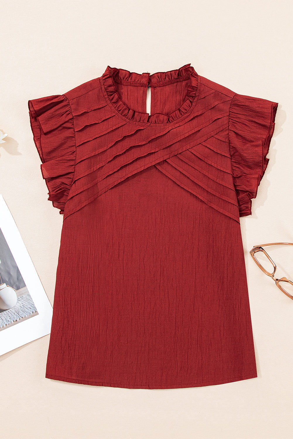 Rustic Ember Ruffle Blouse