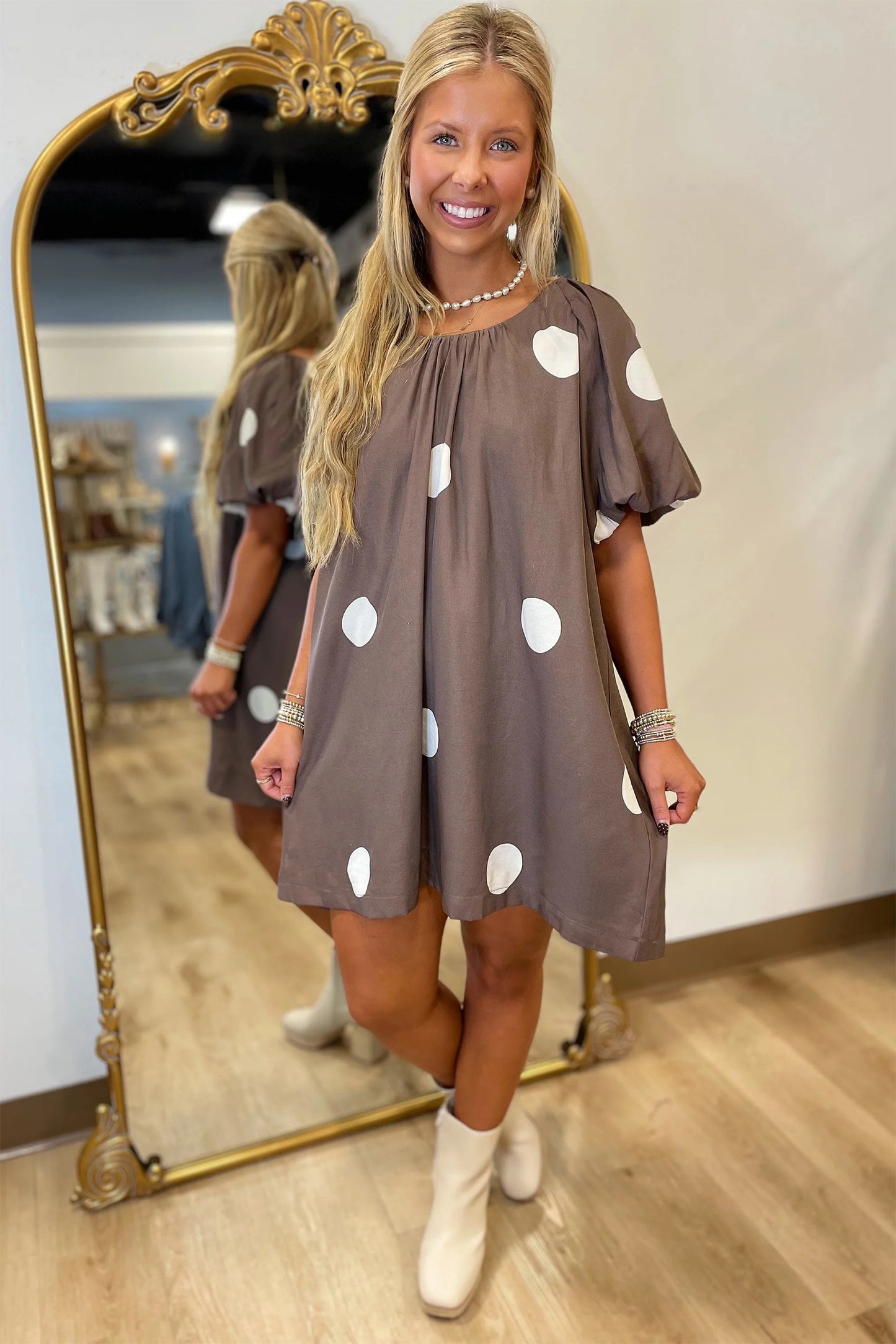Mocha Dot Darling Dress