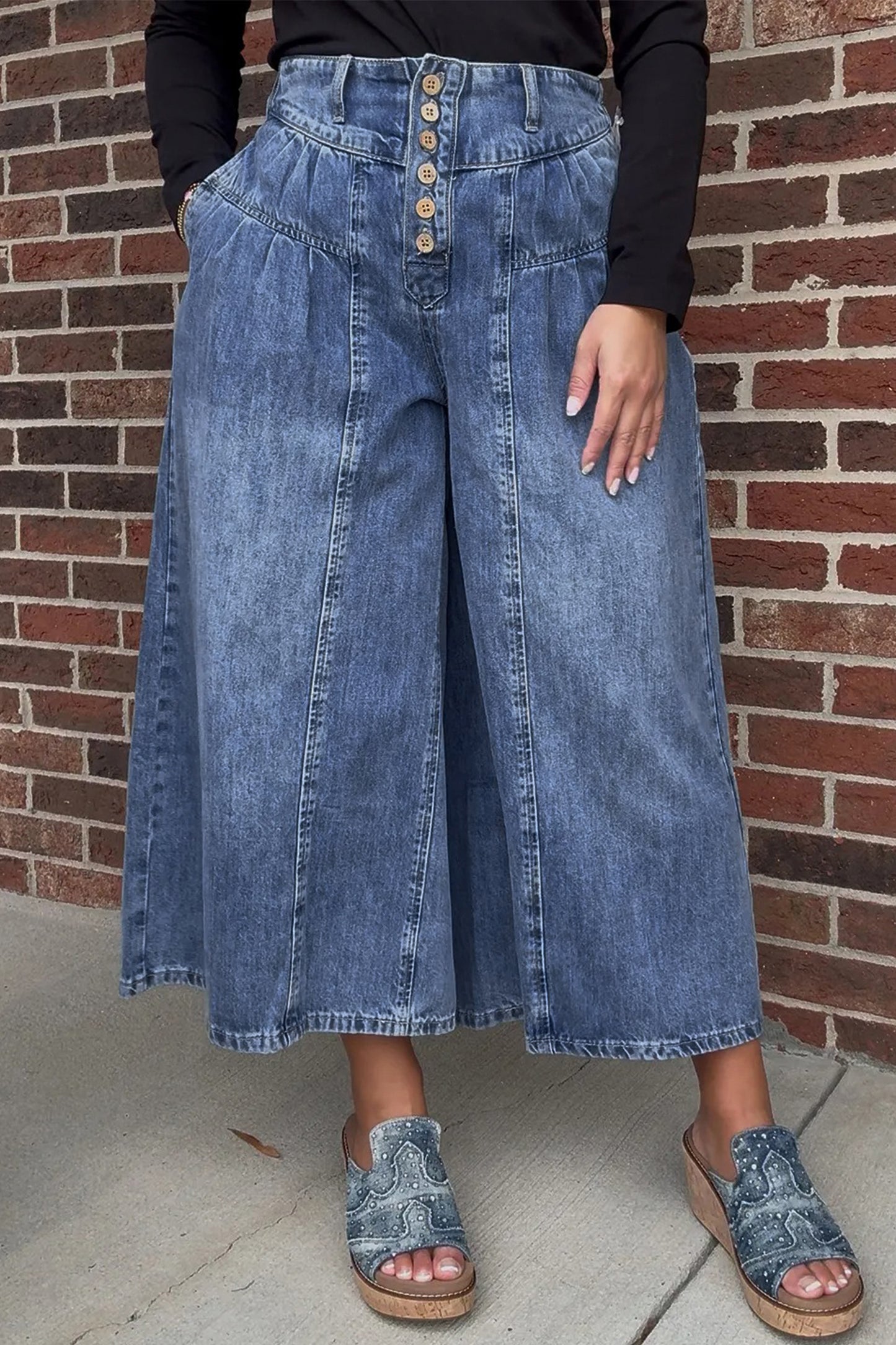 Harbor Breeze Button-Front Denim Pants