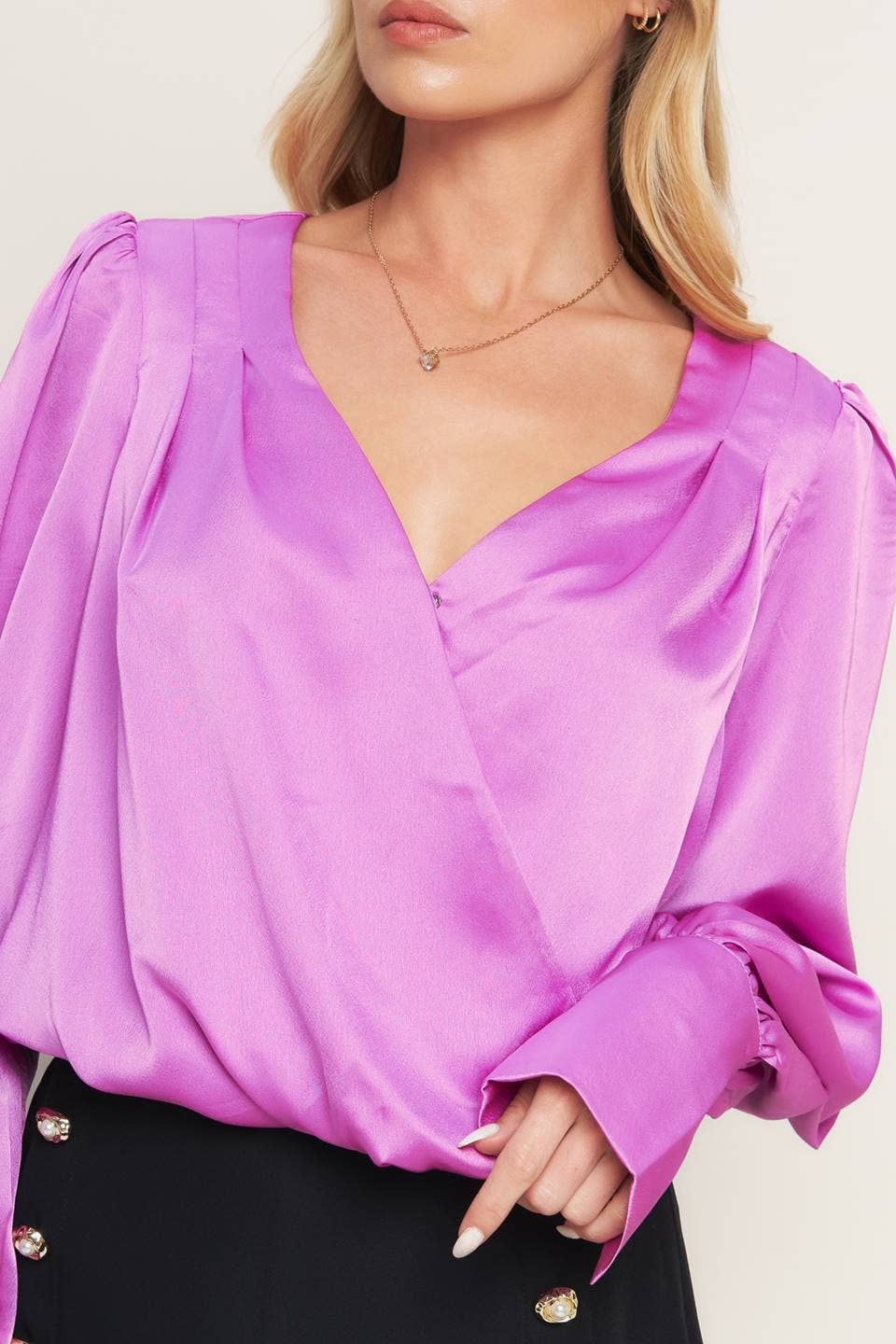 The Pink Champagne Satin Blouse