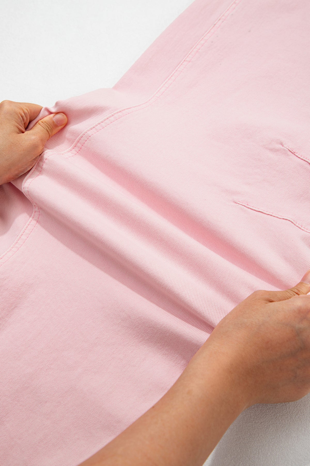 Light Pink Solid Color Grommet Detail Knot Waist Barrel Jeans