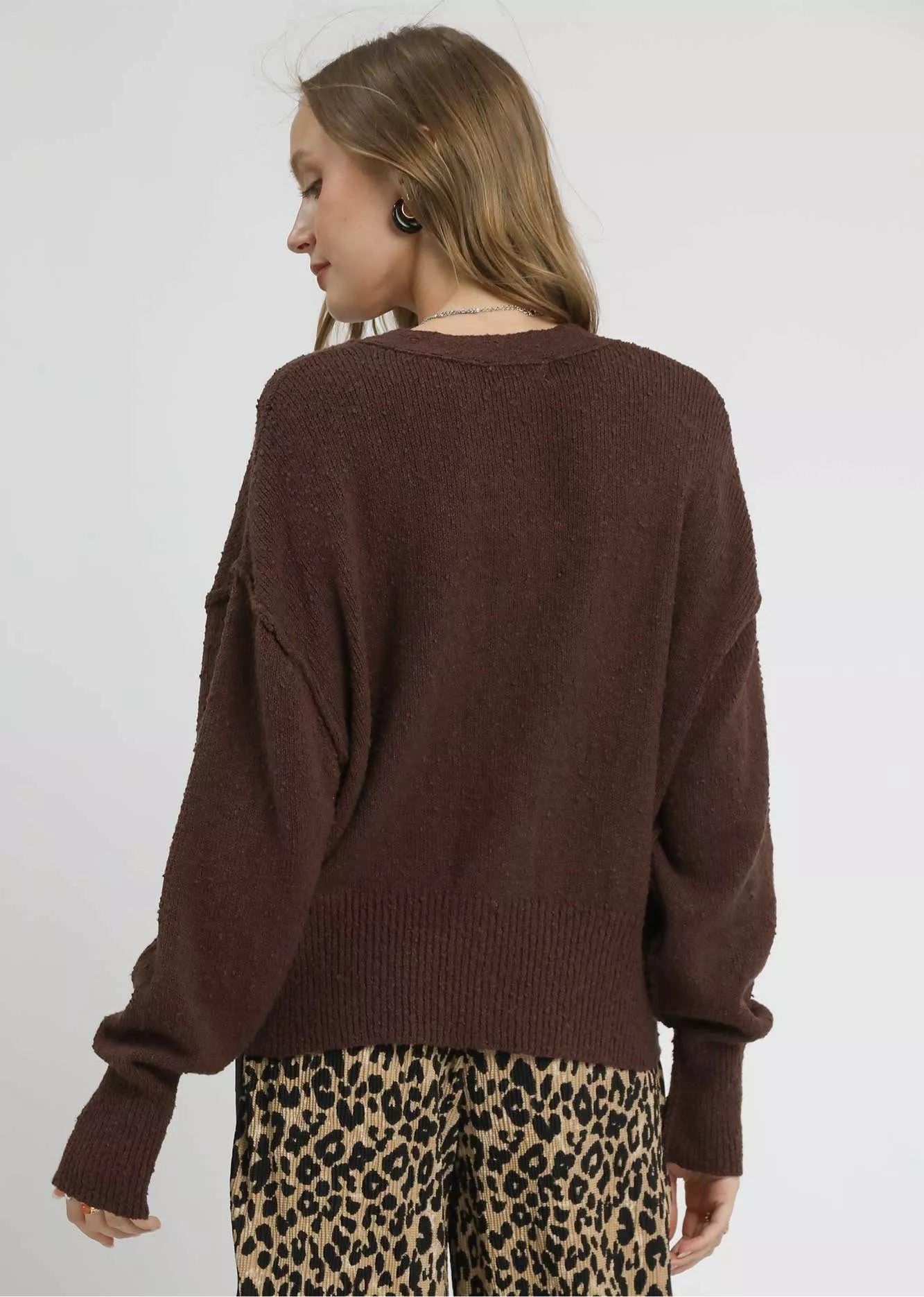 Umgee Button-Front V-Neck Knit Cardigan