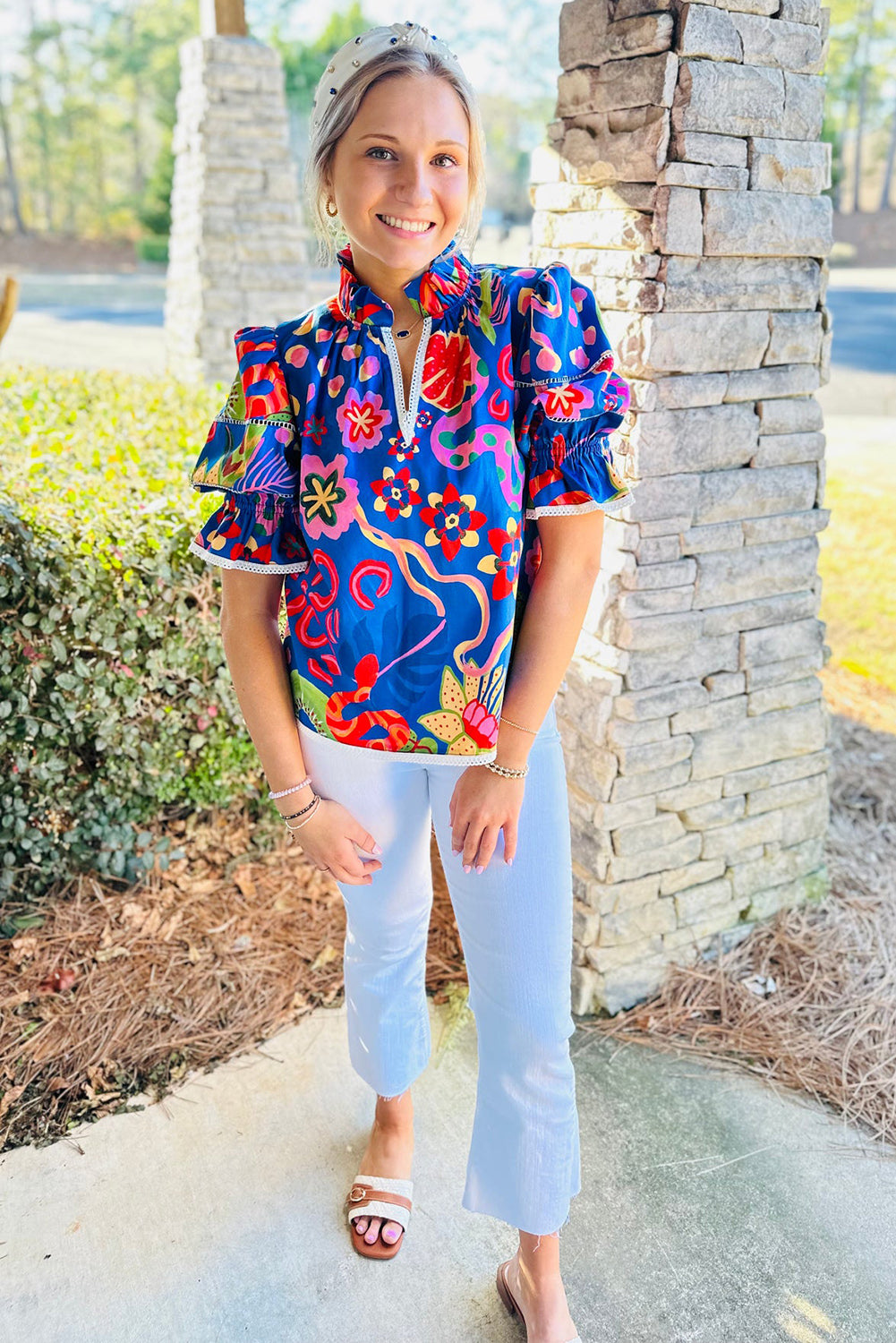 Santorini Bloom Statement Blouse