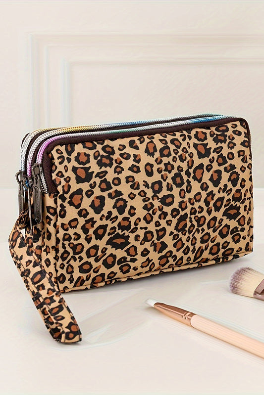 Brown Leopard Makeup Bag