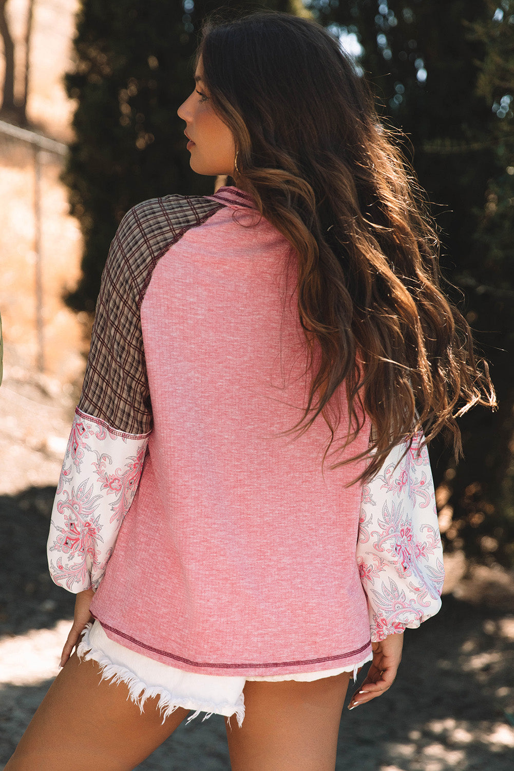 Rosé Patchwork Raglan Blouse