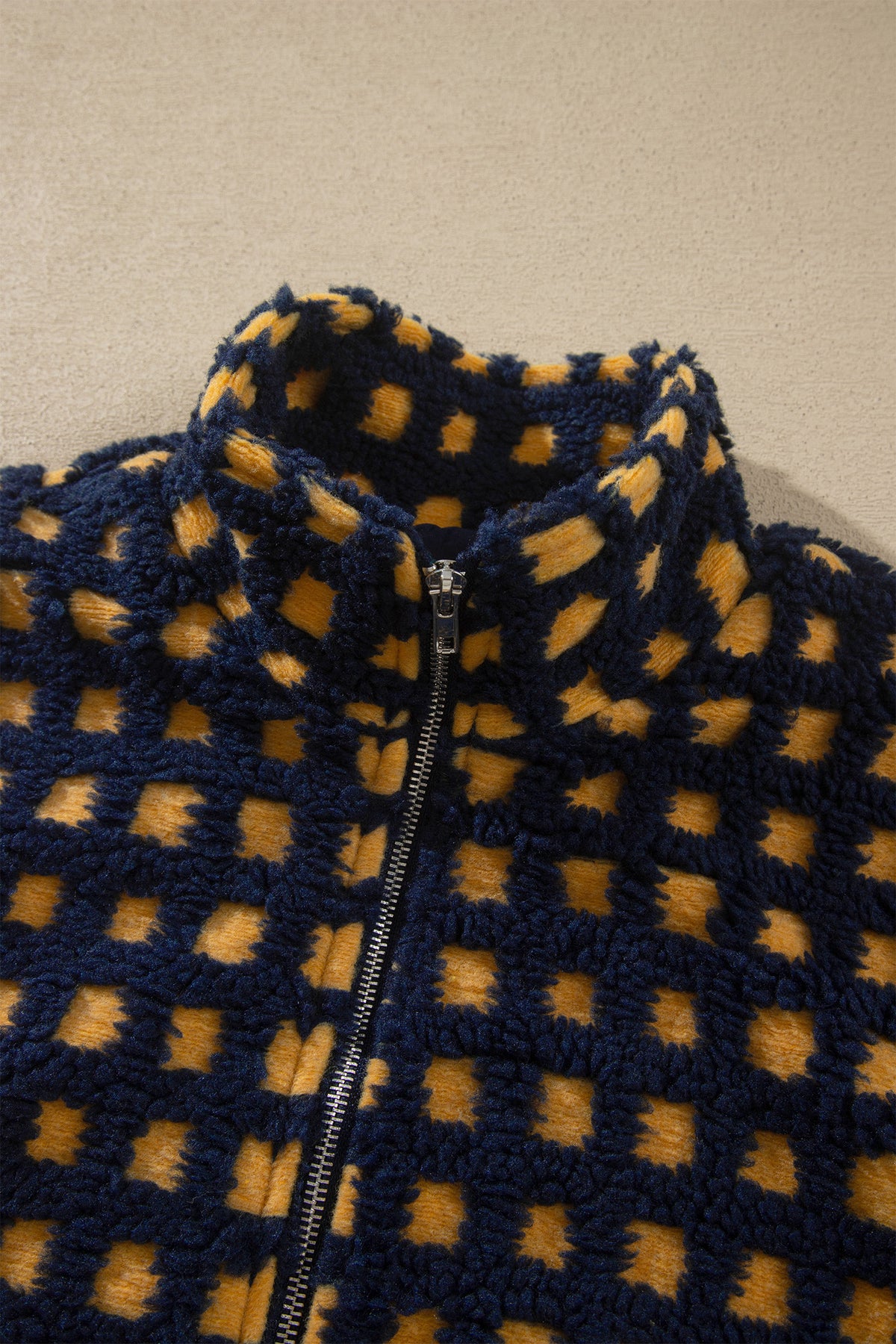 The Golden Hour Checkered Sherpa Jacket