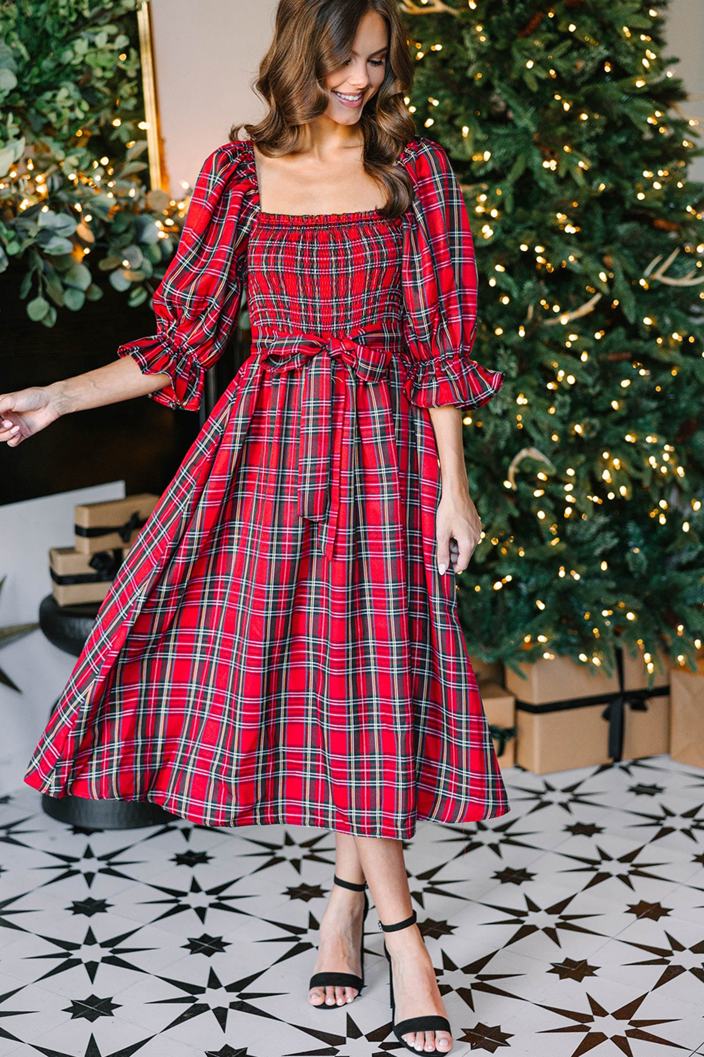 Sugarplum Tartan Smocked Dress