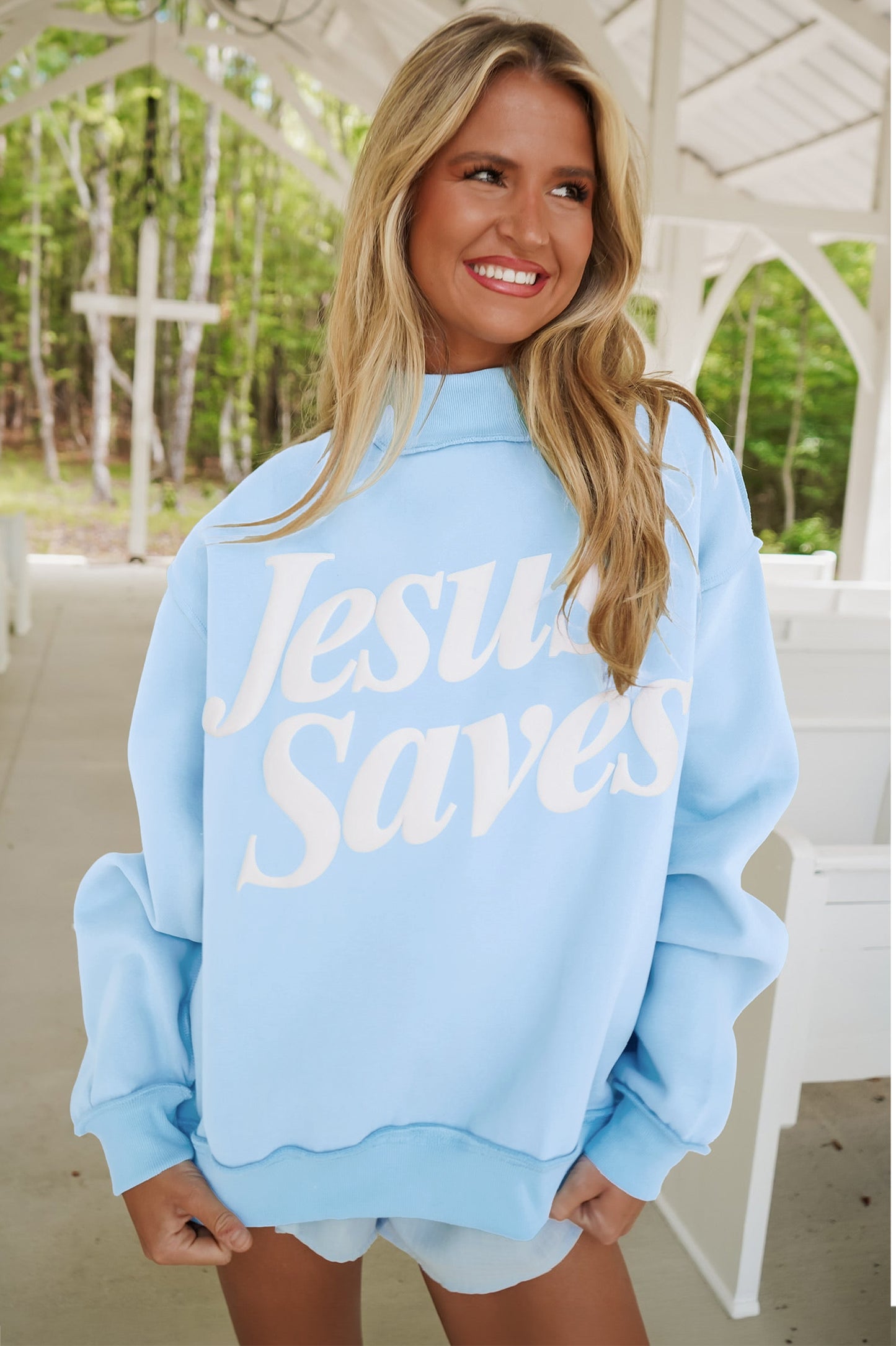 Jesus Saves Mock Neck Sweatshirt