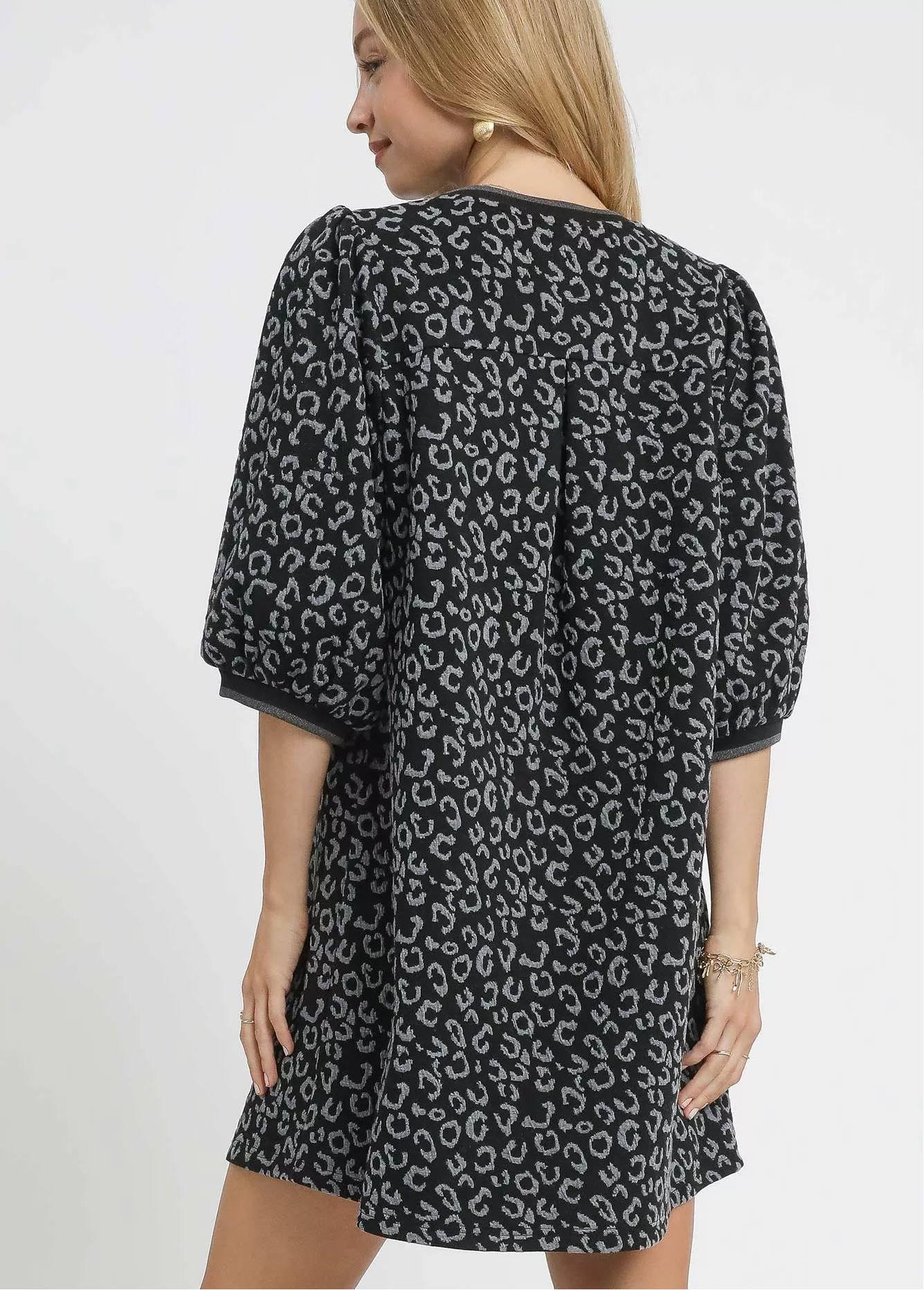 Umgee Leopard Print Jacquard Mini Dress