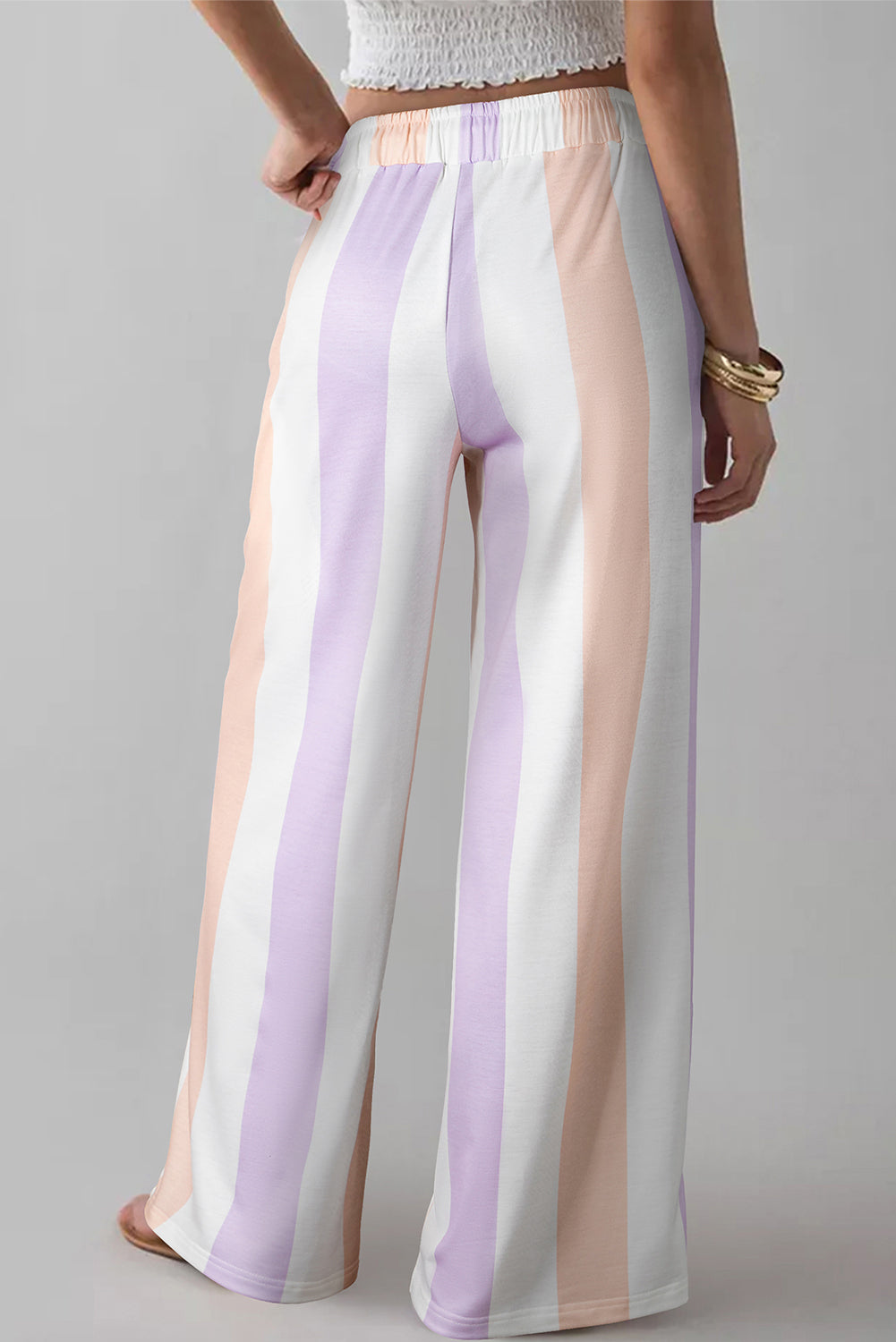Multicolored Print Drawstring Pants with Side Pockets