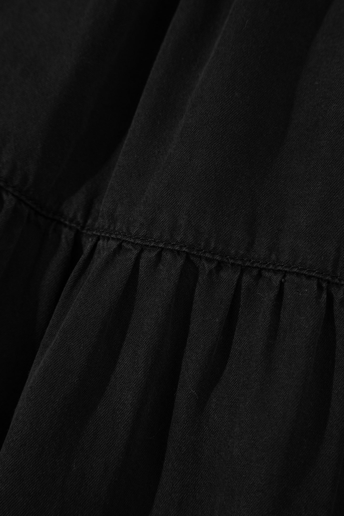 Beau Blue Elastic Waist Ruffled Tiered Flared Denim Maxi Skirt