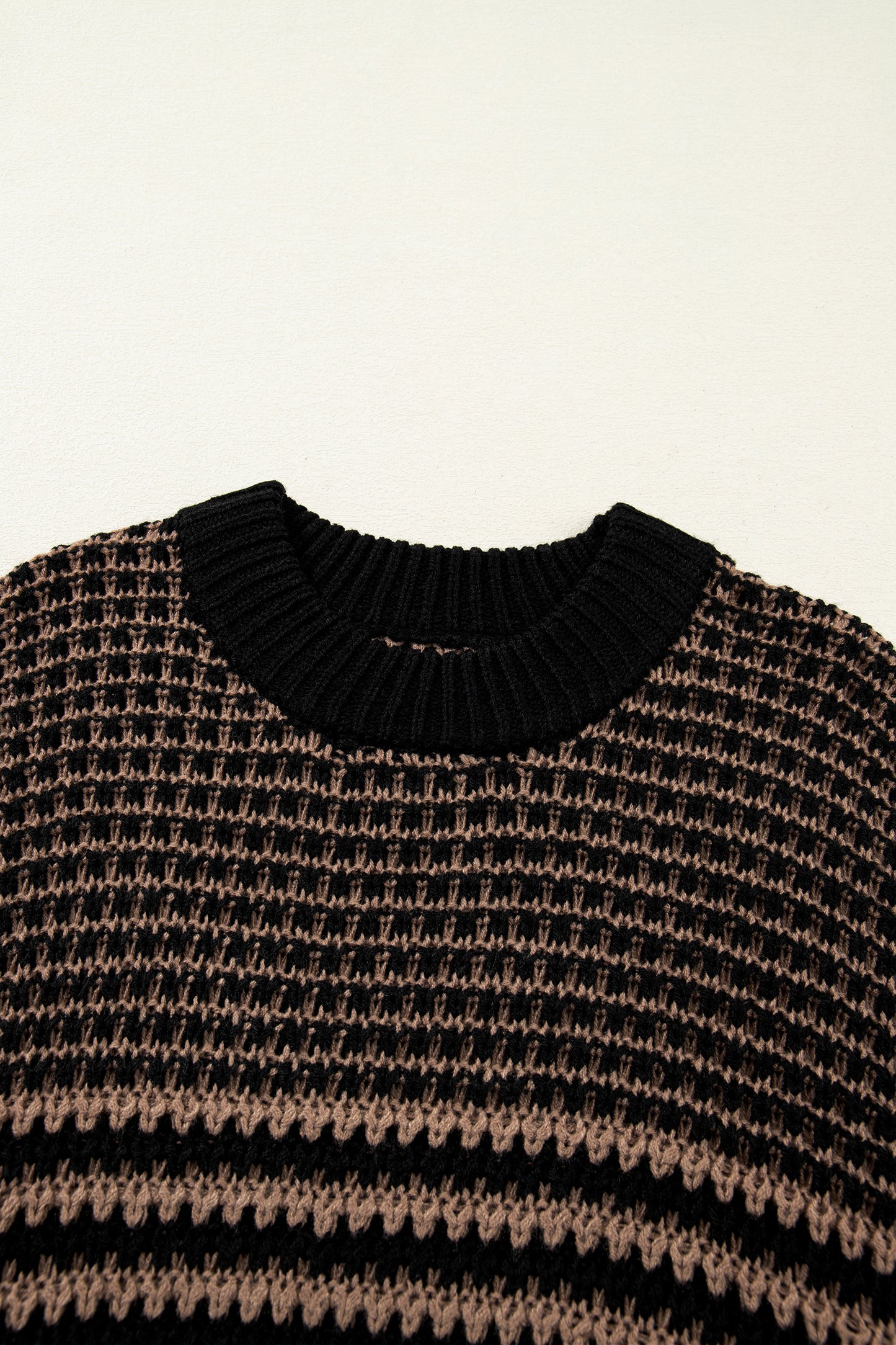 Black Stripe 3/4 Draped Sleeve Slouchy Sweater