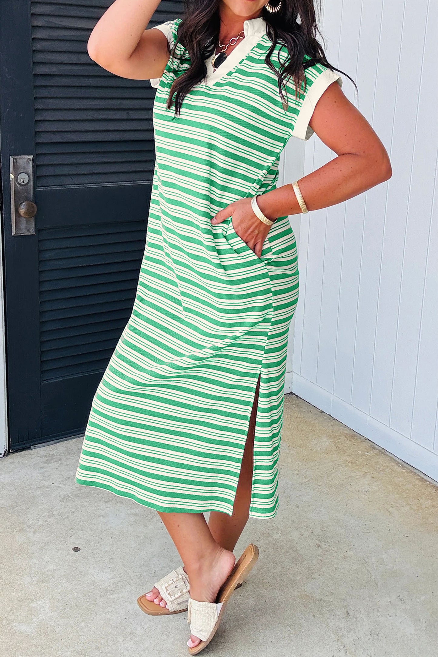 Harbor Breeze Striped Midi Dress