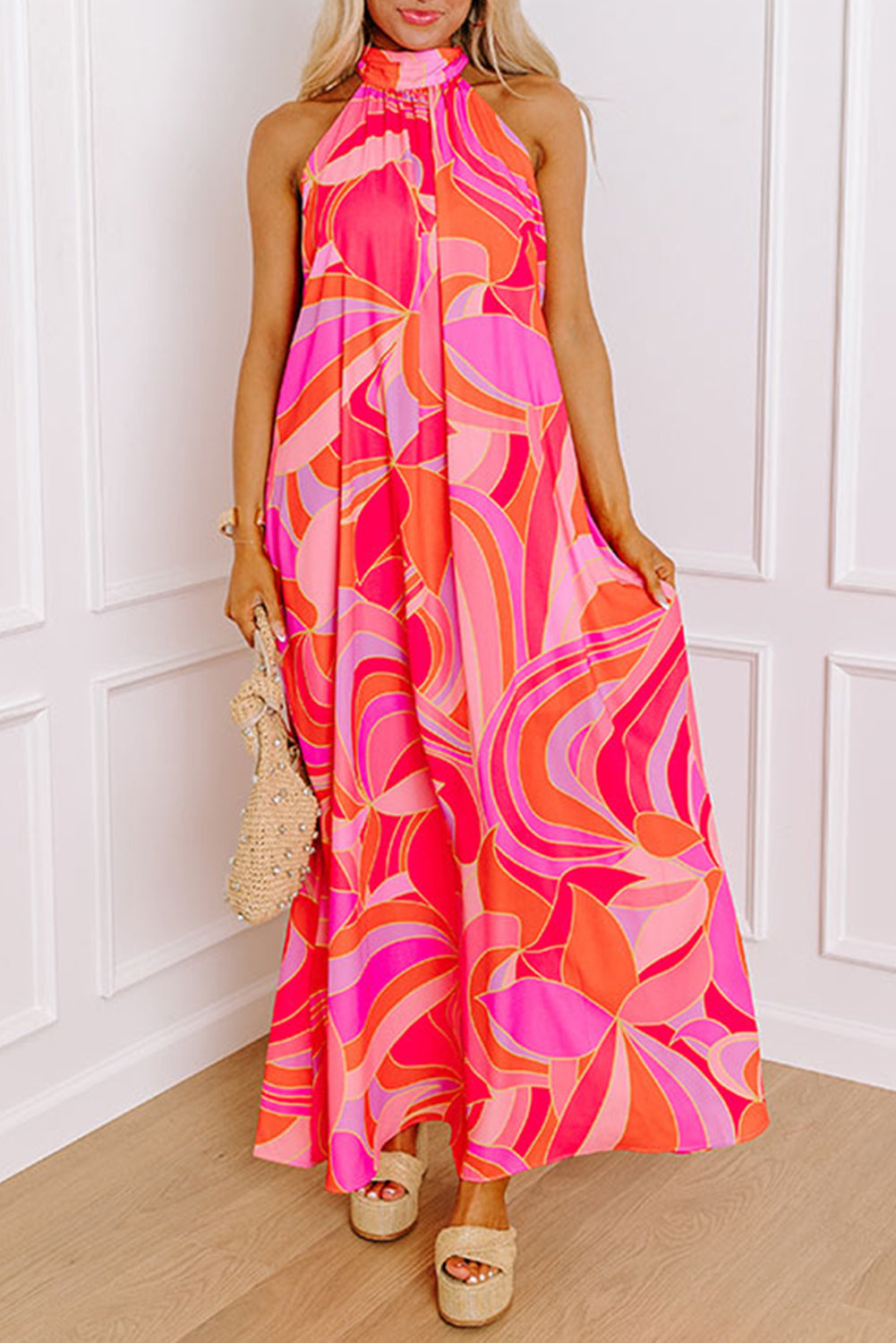 Pink Mirage Halter Maxi