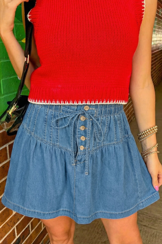 The Chambray Charm Mini Skirt