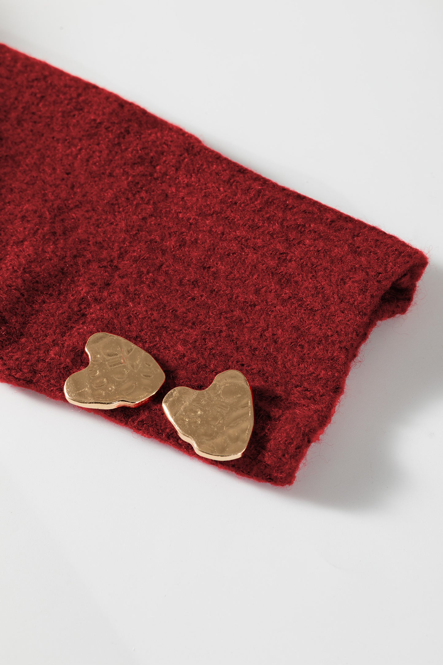 Fiery Red Heart Metal Button V Neck Cardigan Sweater