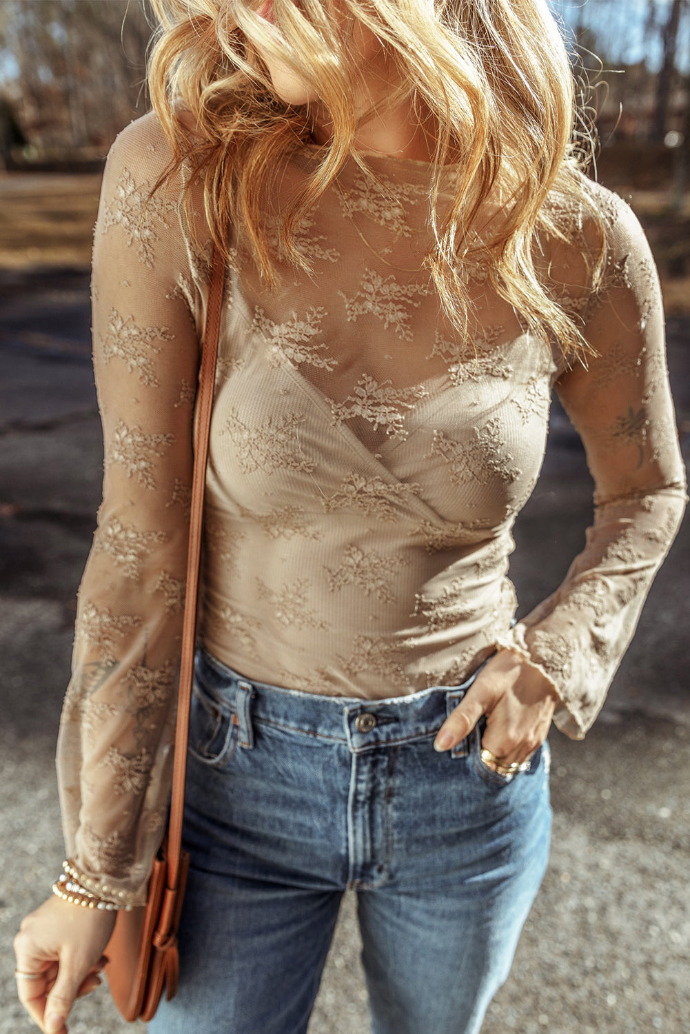 The Whisper Lace Mockneck Top