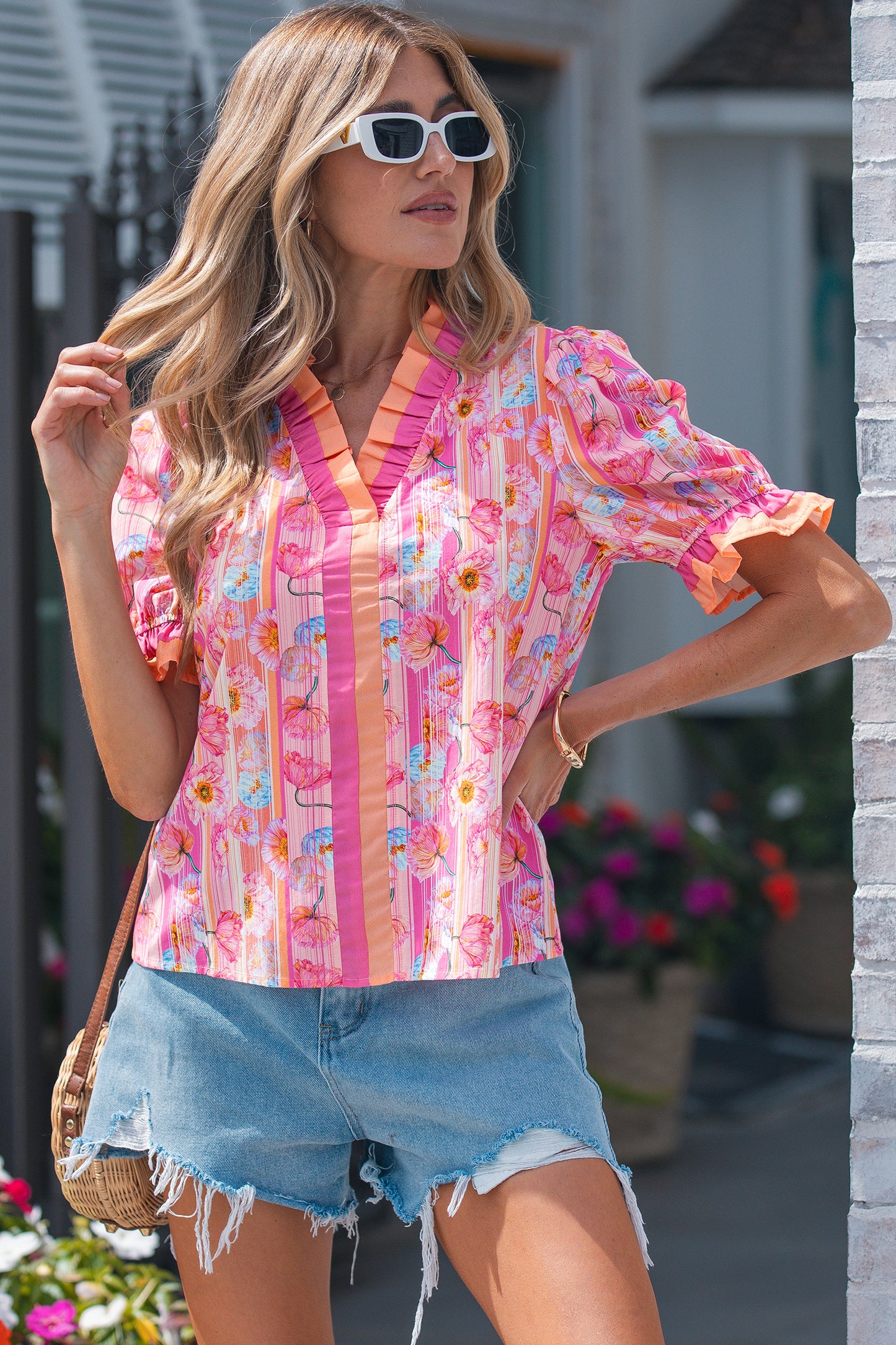 Pink Palm Blossom Blouse